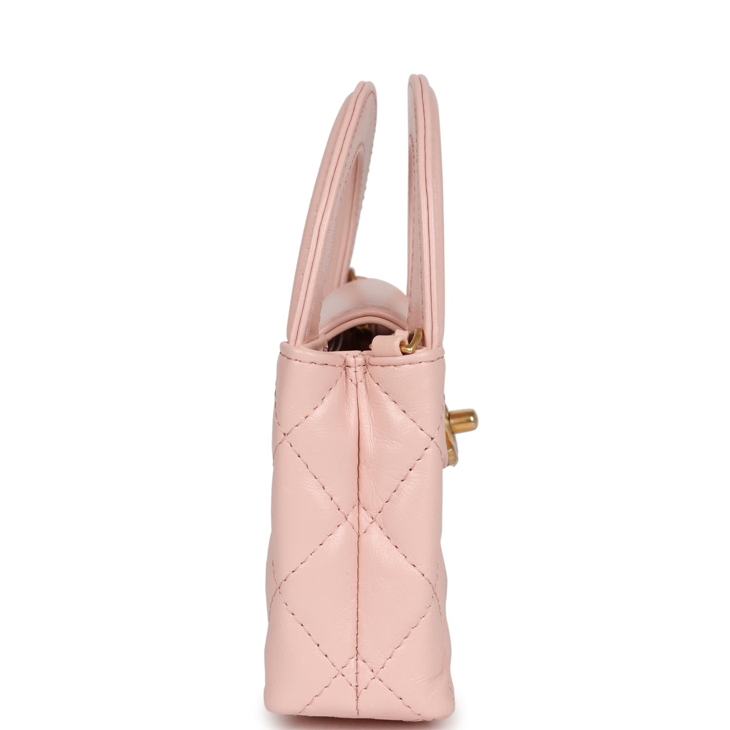 Chanel Nano Kelly Shopper Light Pink Shiny Aged Calfskin Brushed Gold Hardware Handbag
