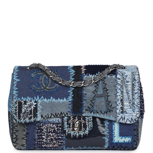 Chanel Jumbo Flap Bag Blue Patchwork Silver Hardware