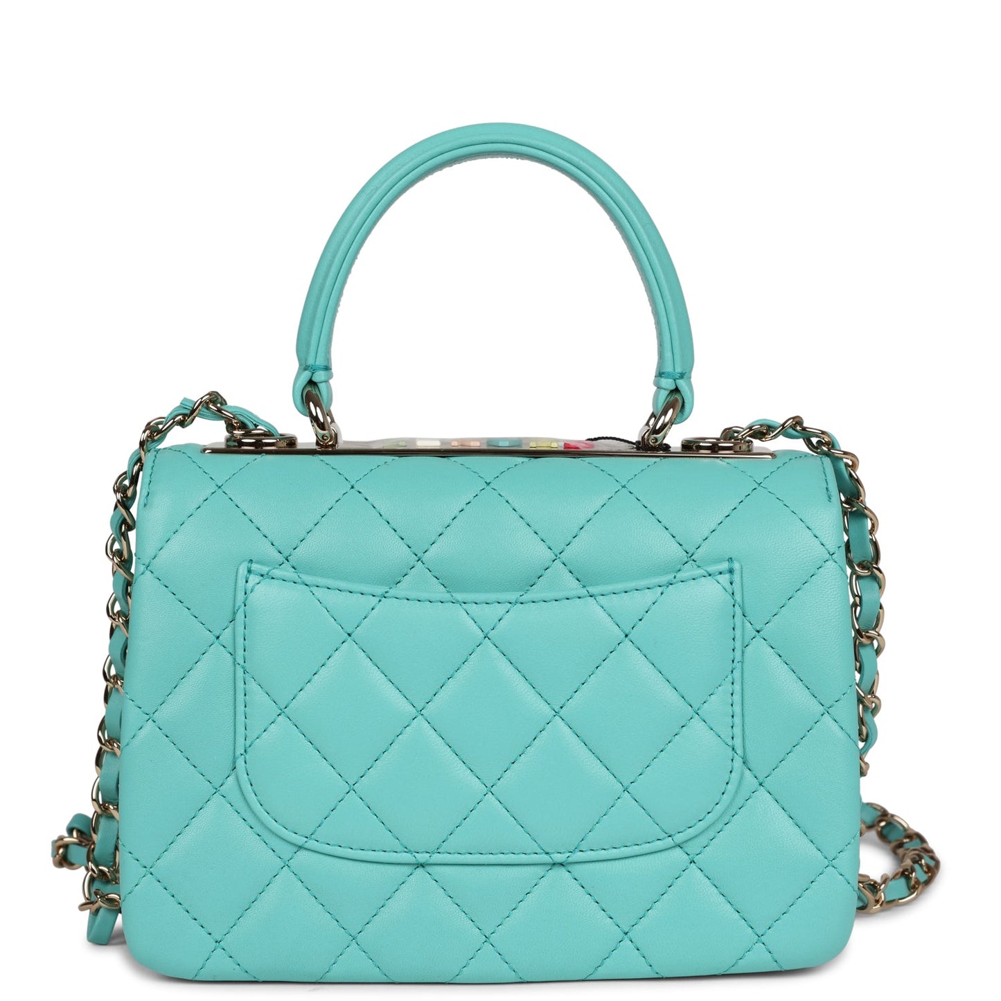 Chanel Mini Trendy CC Flap Bag Turquoise Lambskin Light Gold Hardware