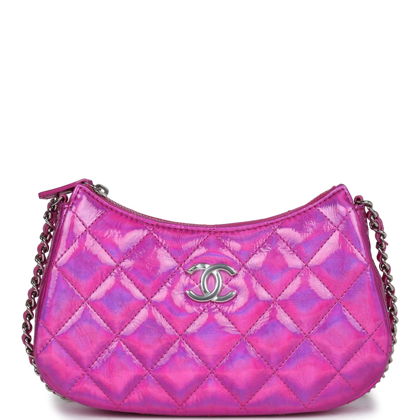 Chanel Mini Hobo Bag Pink Metallic Goatskin Silver Hardware