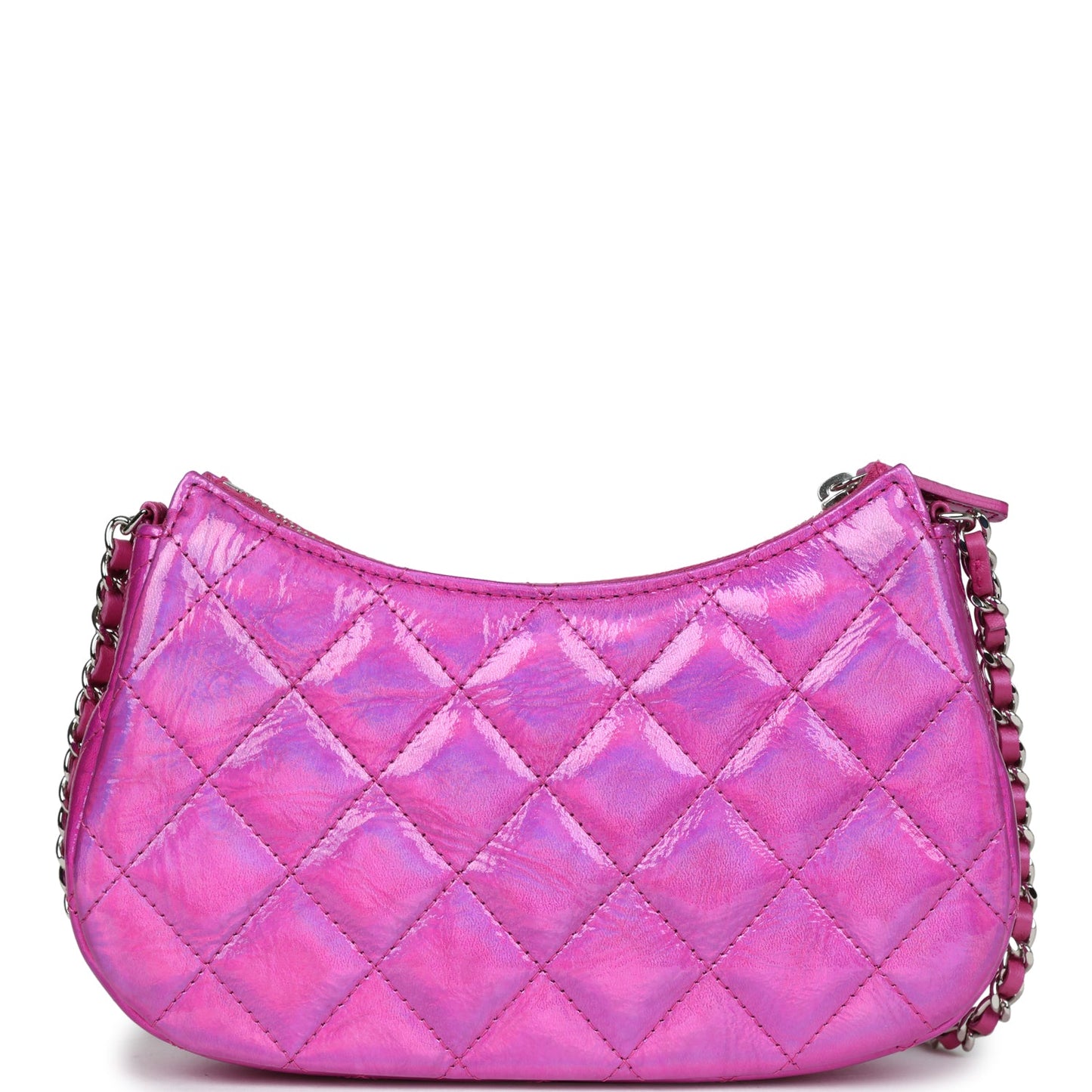 Chanel Mini Hobo Bag Pink Metallic Goatskin Silver Hardware