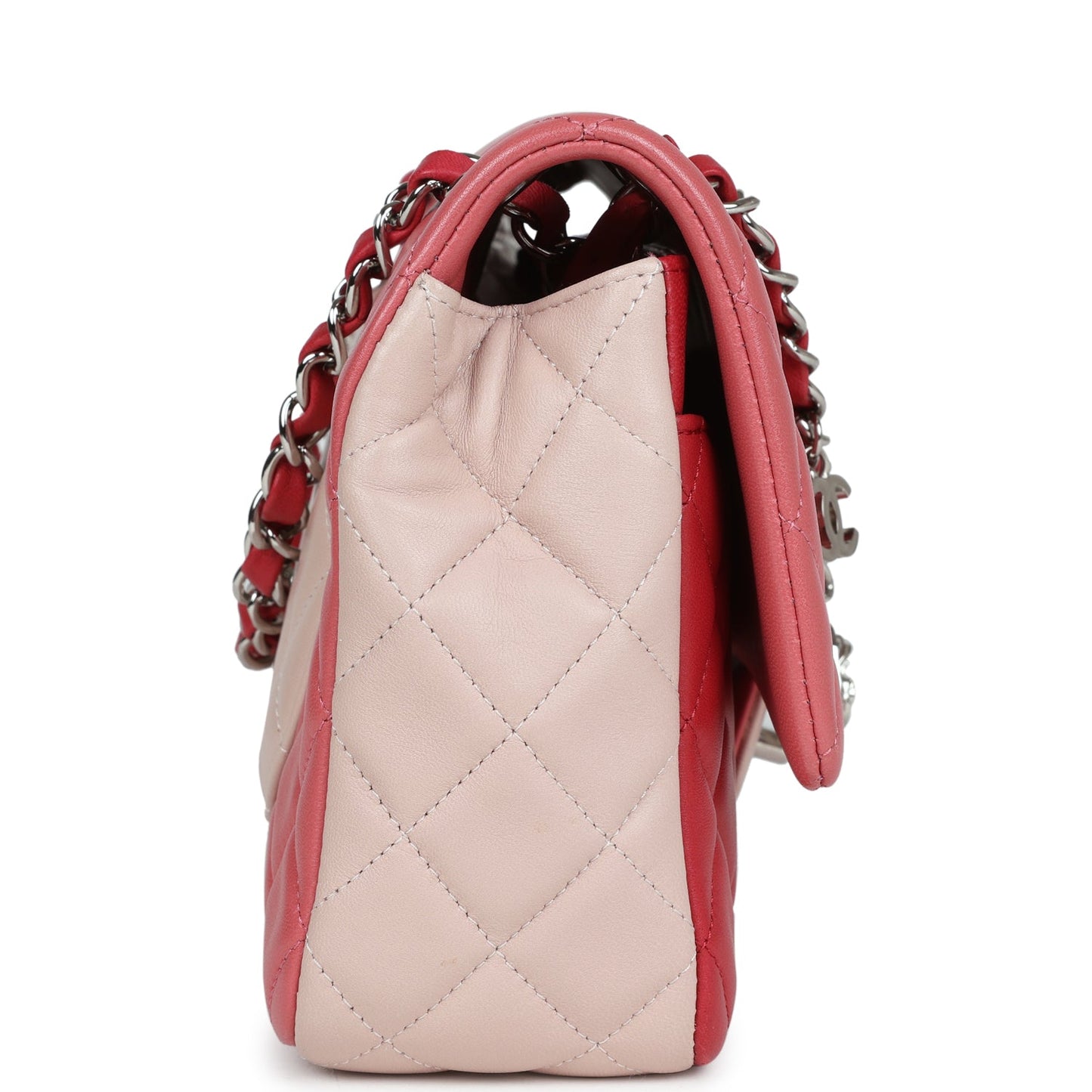 Chanel Medium Valentine Single Flap Bag Tricolored Lambskin Silver Hardware