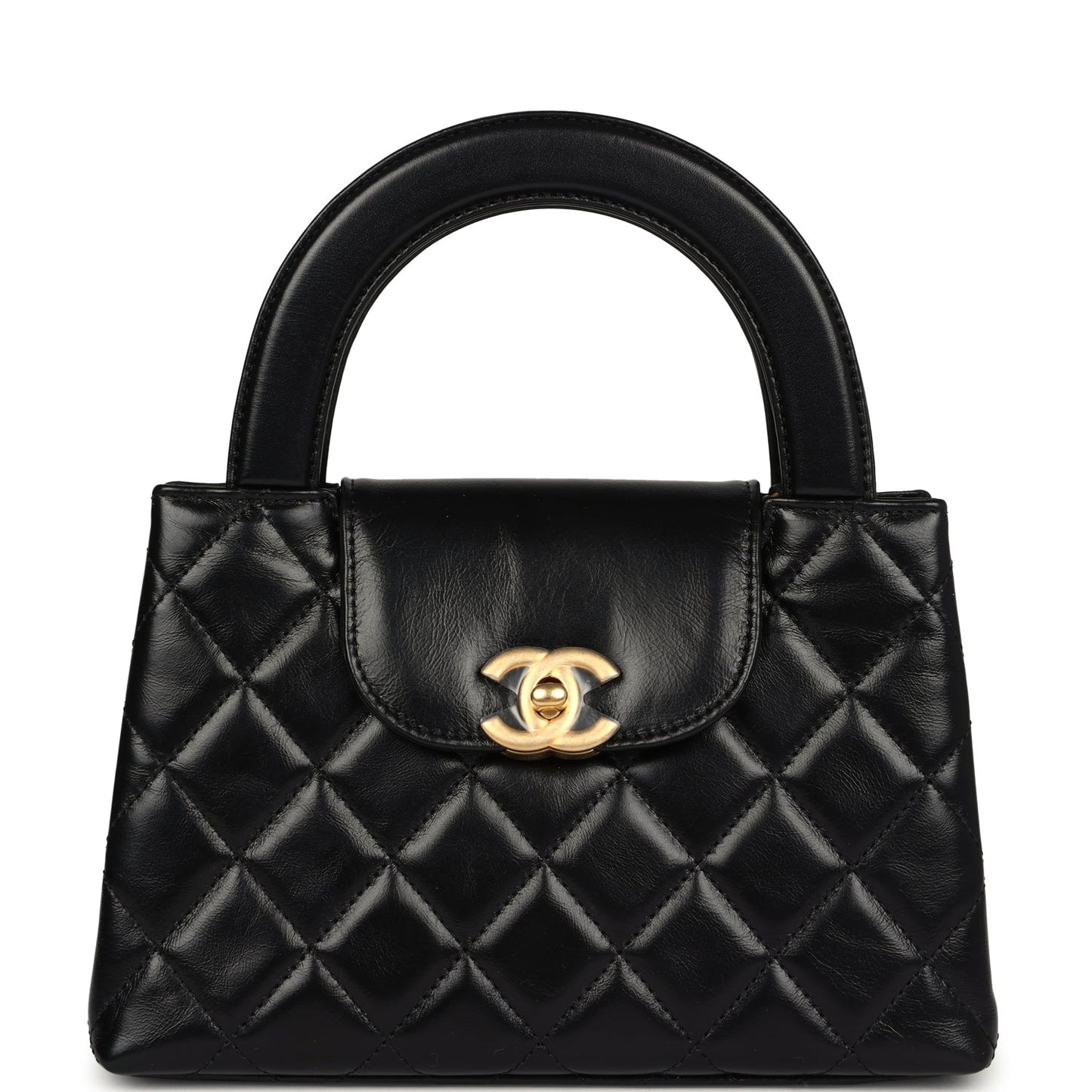 Chanel Small Kelly Shopper Black Aged Calfskin Brushed Gold Hardware Handbag