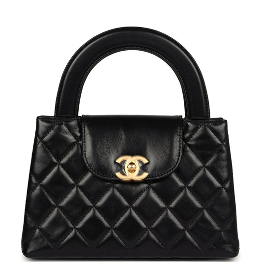 Chanel Small Kelly Shopper Black Aged Calfskin Brushed Gold Hardware Handbag