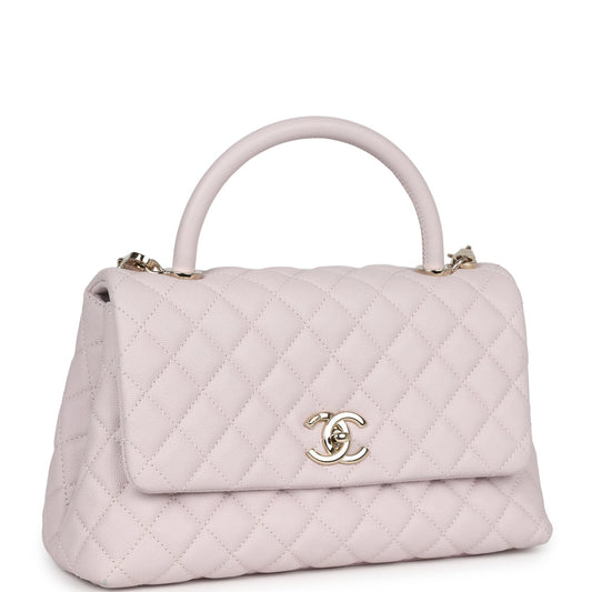 Chanel Medium Coco Handle Flap Bag Light Purple Caviar Light Gold Hardware