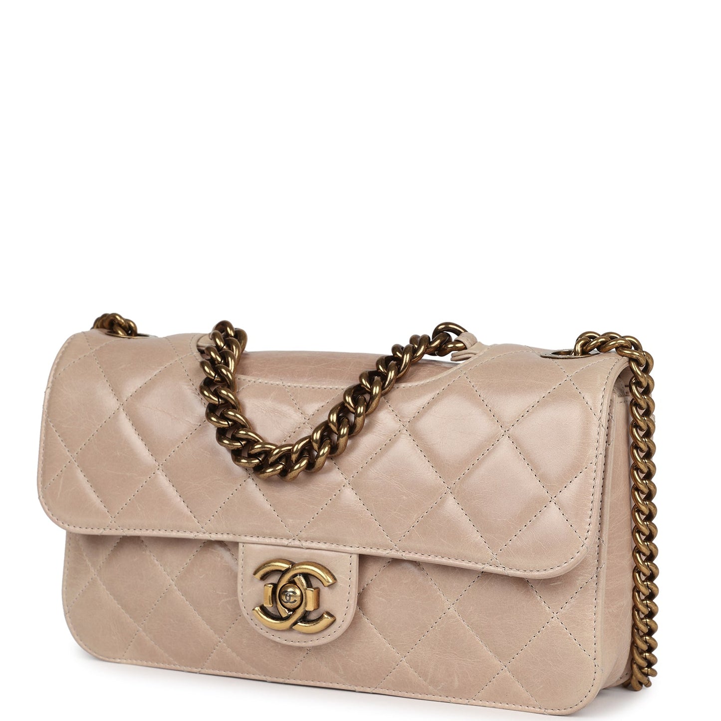 Chanel Perfect Edge Flap Bag Beige Aged Calfskin Antique Gold Hardware