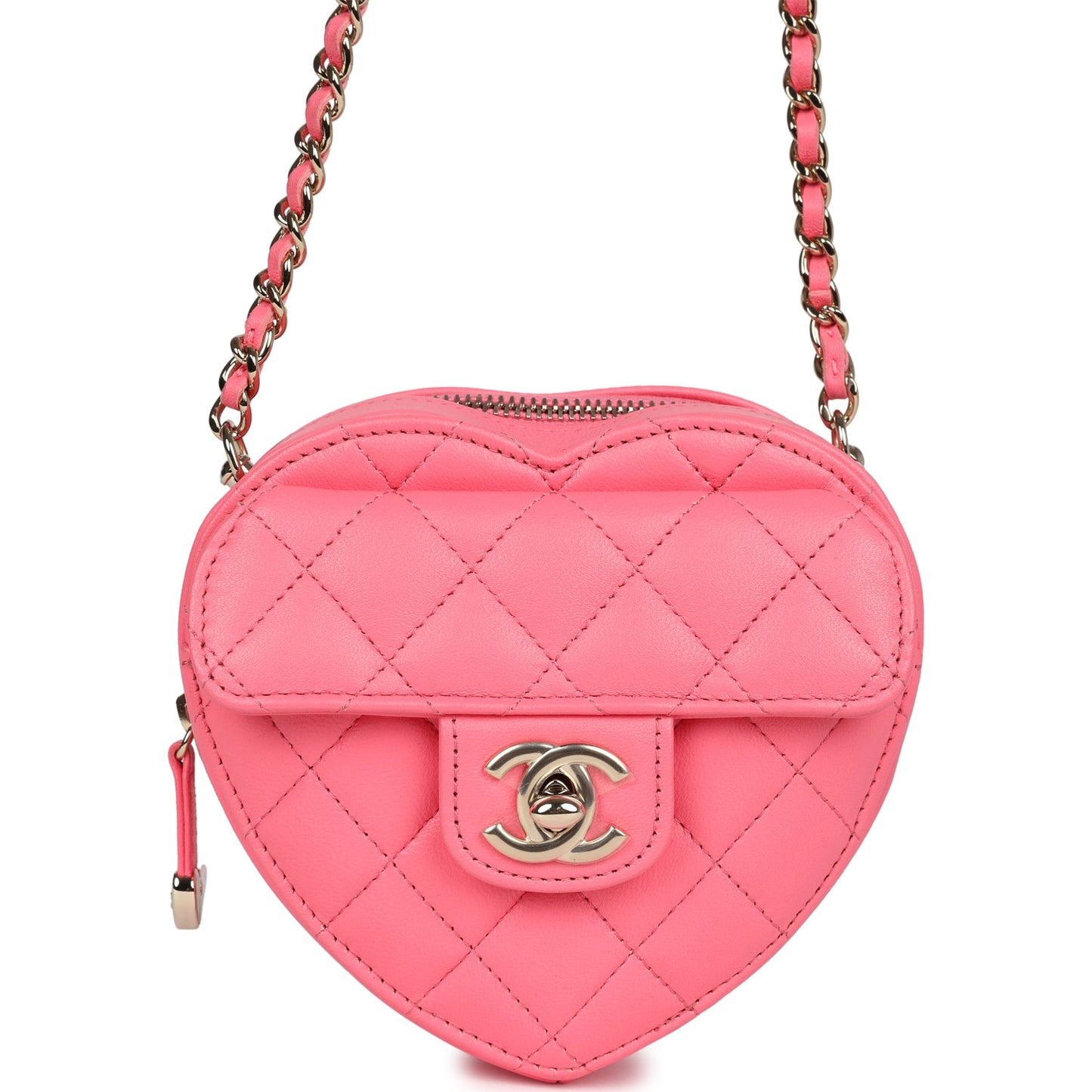 Chanel CC In Love Small Heart Bag Pink Lambskin Light Gold Hardware