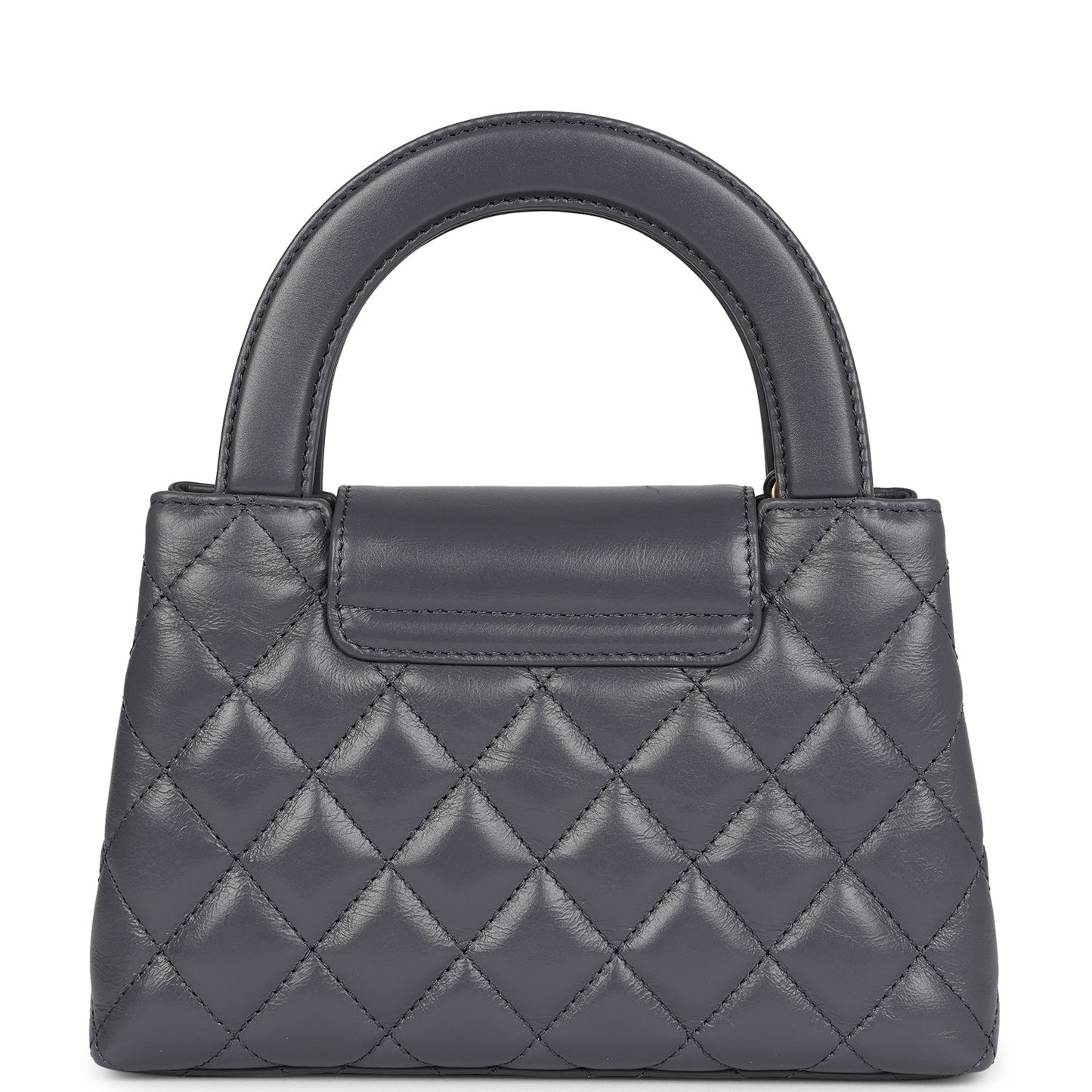 Chanel Small Kelly Shopper Dark Grey Shiny Aged Calfskin Brushed Gold Hardware Handbag