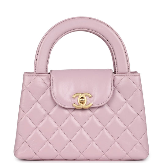 Chanel Small Kelly Shopper Light Pink Shiny Aged Calfskin Brushed Gold Hardware Handbag