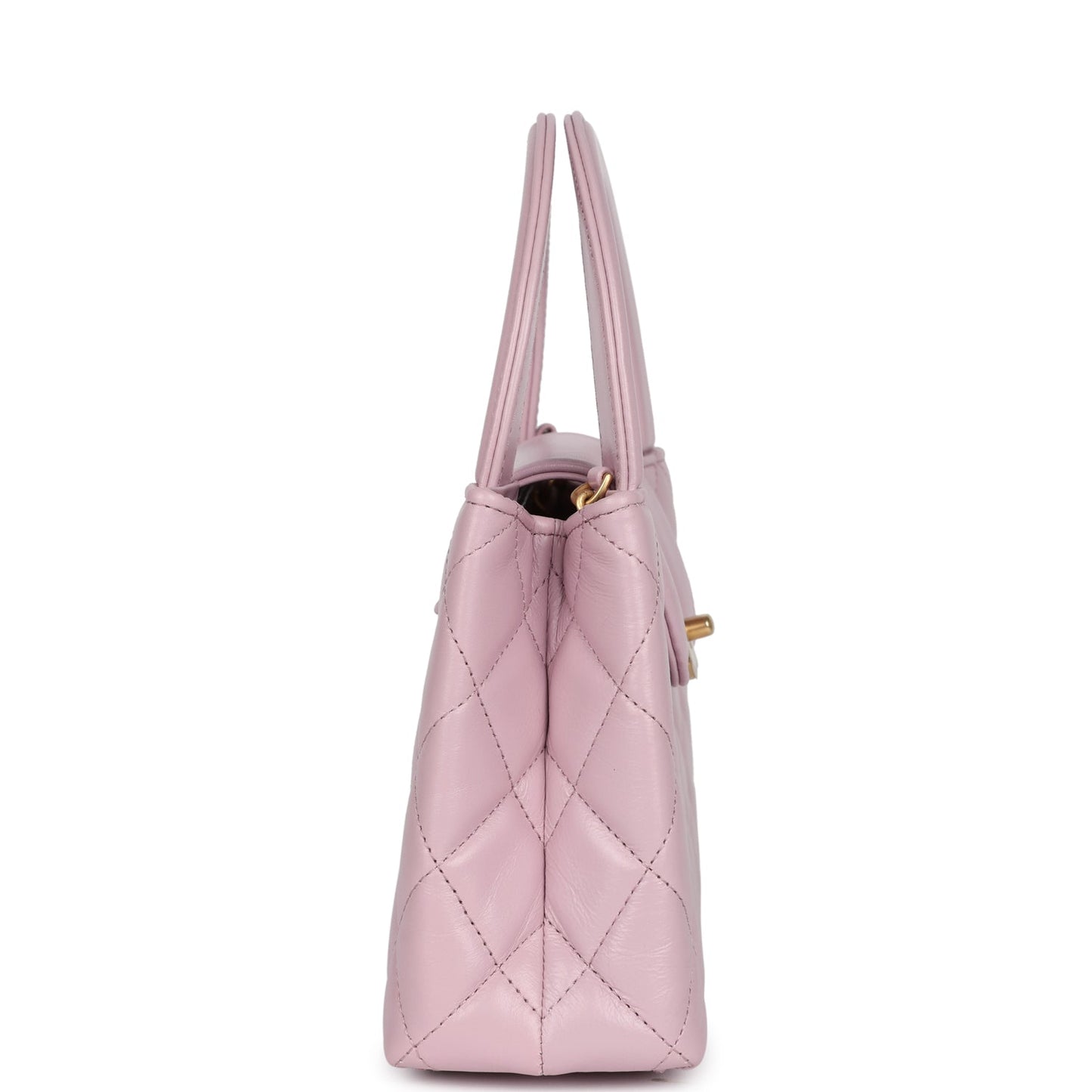 Chanel Small Kelly Shopper Light Pink Shiny Aged Calfskin Brushed Gold Hardware Handbag