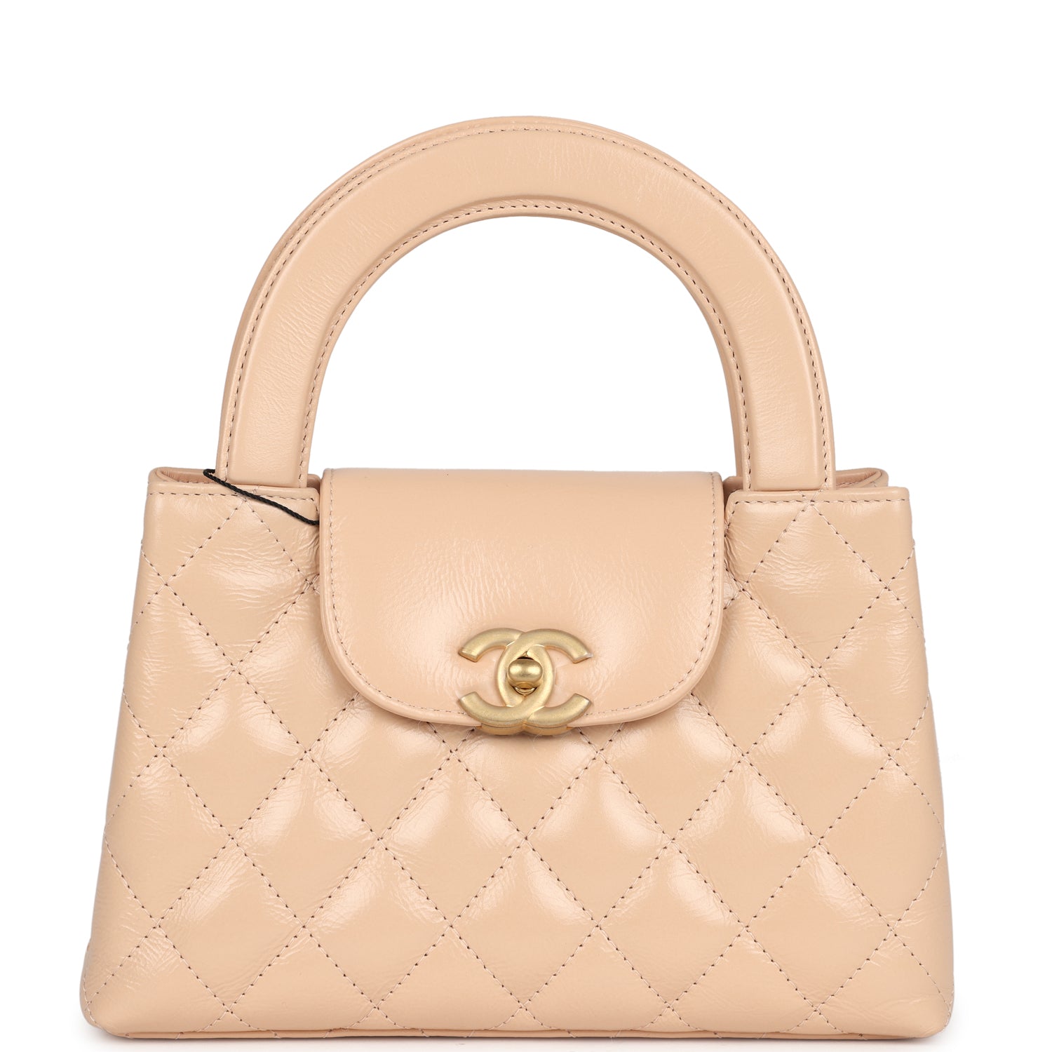Chanel Small Kelly Shopper Beige Shiny Aged Calfskin Brushed Gold Hardware Handbag