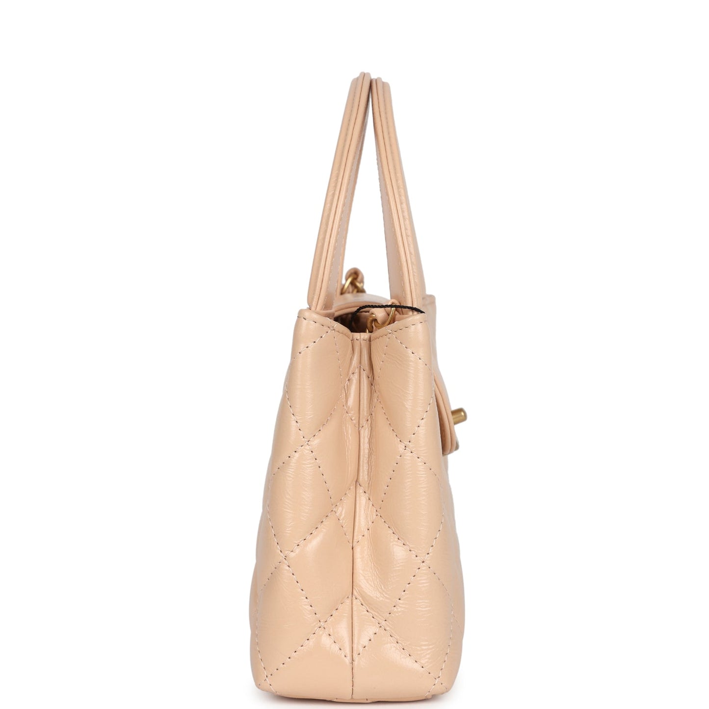 Chanel Small Kelly Shopper Beige Shiny Aged Calfskin Brushed Gold Hardware Handbag