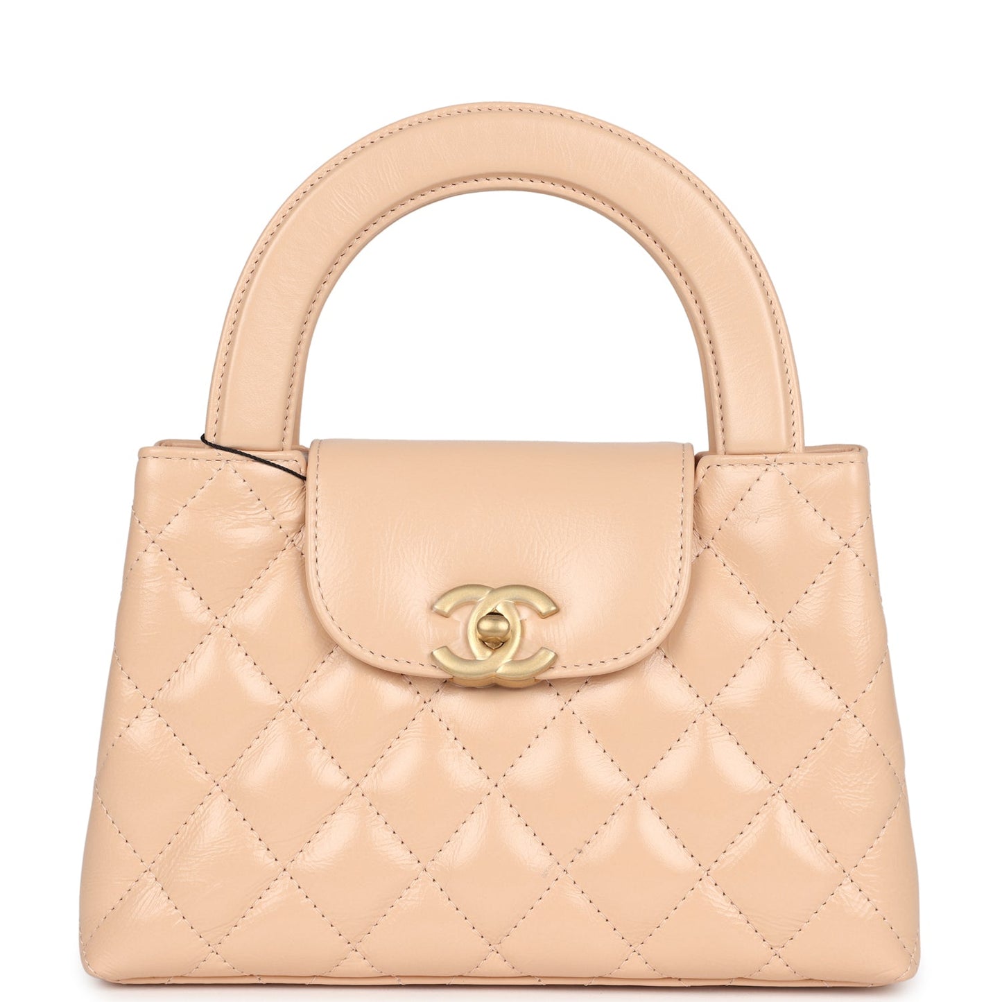 Chanel Small Kelly Shopper Beige Shiny Aged Calfskin Brushed Gold Hardware Handbag