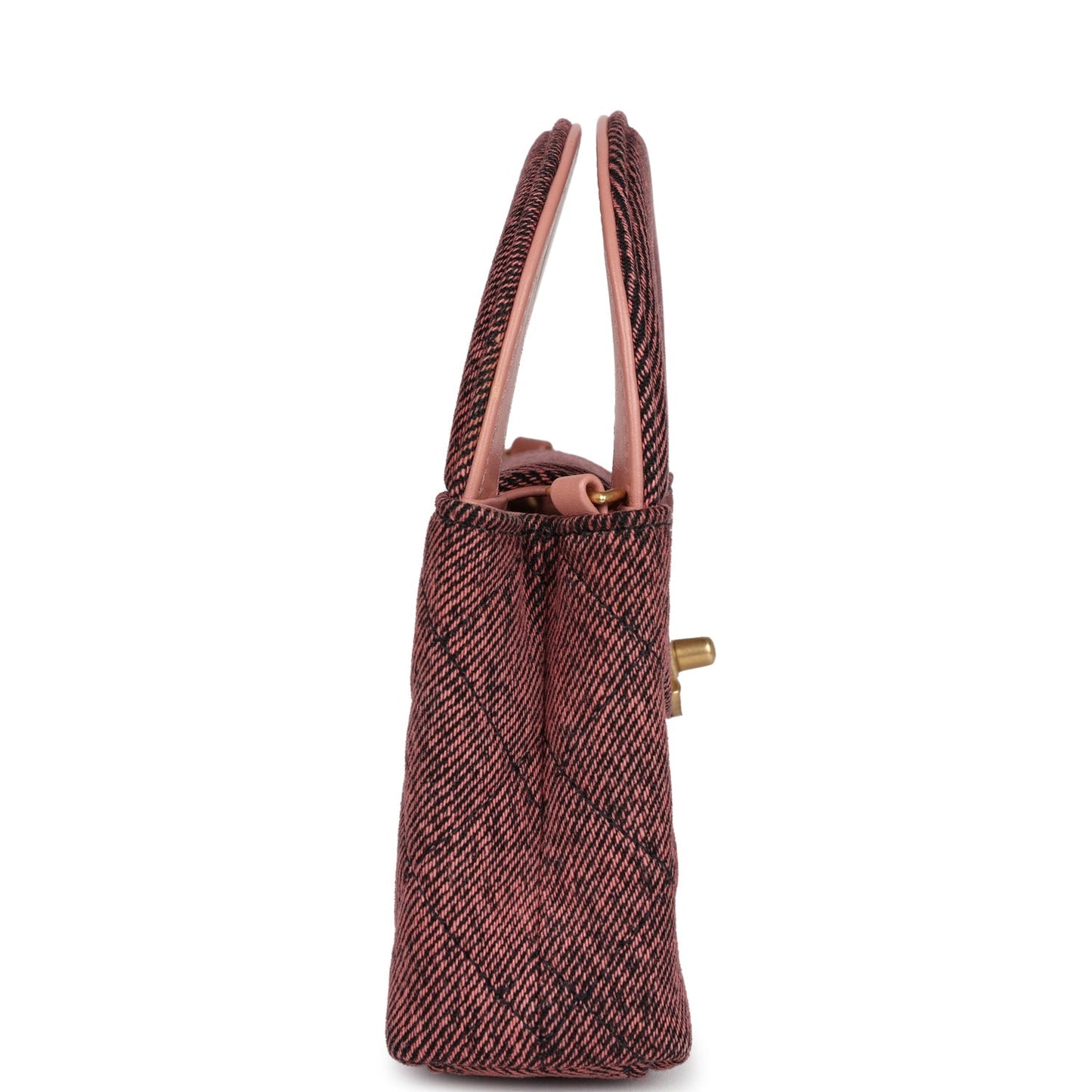 Chanel Nano Kelly Shopper Pink and Black Washed Brushed Gold Hardware Crossbody
