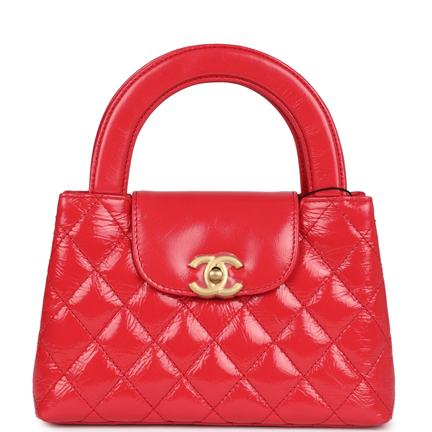 Chanel Small Kelly Shopper Dark Red Shiny Aged Calfskin Brushed Gold Hardware Handbag