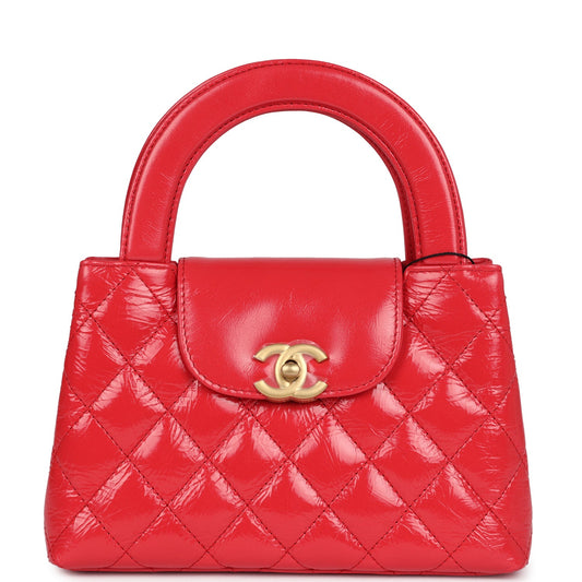 Chanel Small Kelly Shopper Dark Red Shiny Aged Calfskin Brushed Gold Hardware Handbag