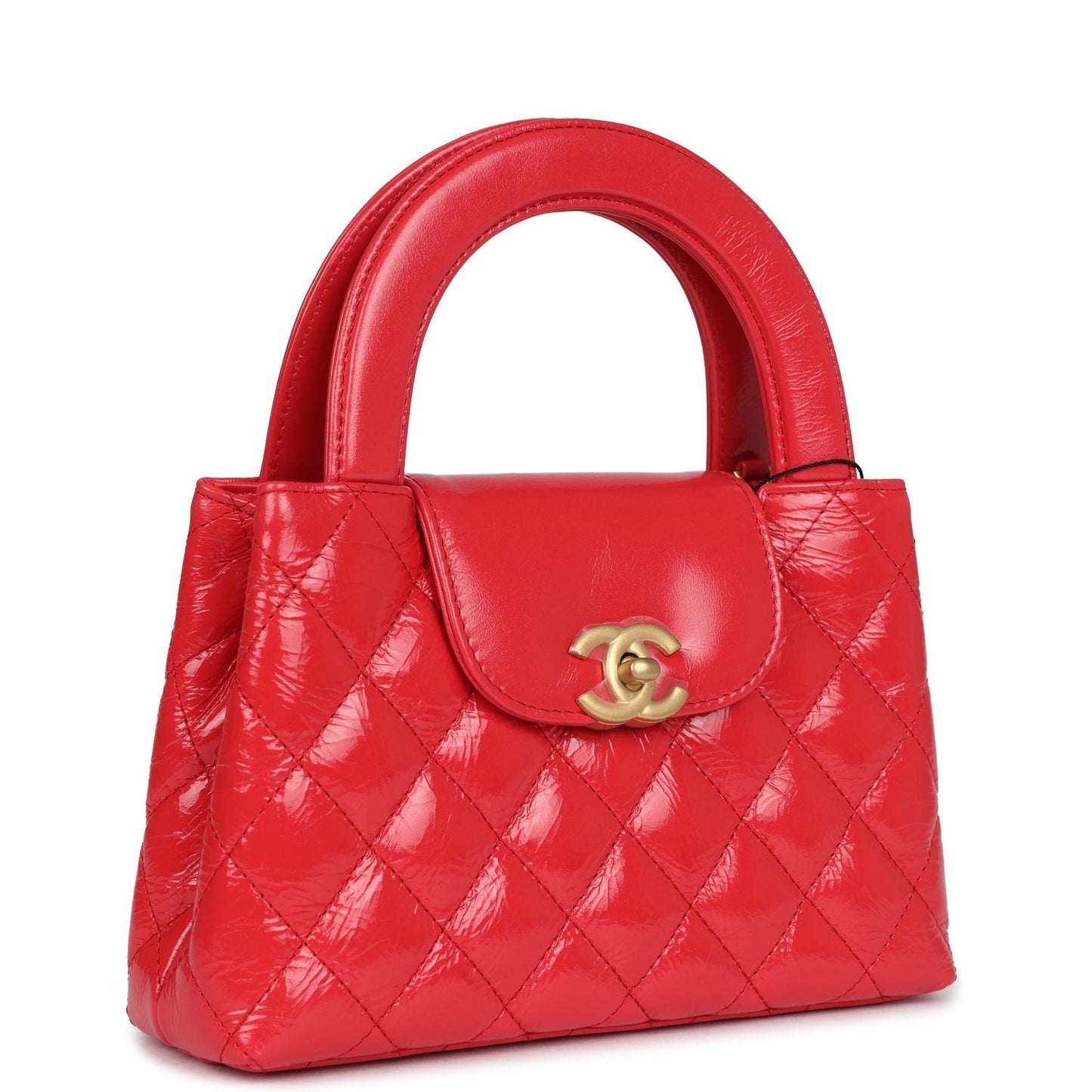 Chanel Small Kelly Shopper Dark Red Shiny Aged Calfskin Brushed Gold Hardware Handbag