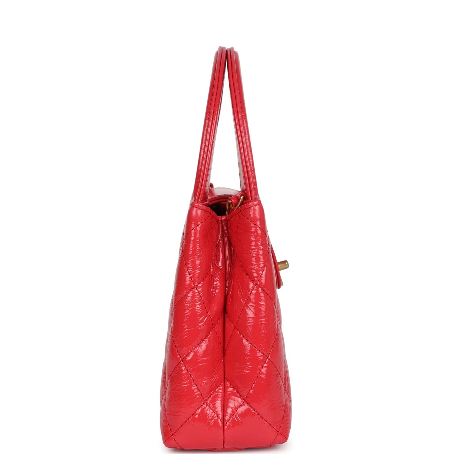 Chanel Small Kelly Shopper Dark Red Shiny Aged Calfskin Brushed Gold Hardware Handbag