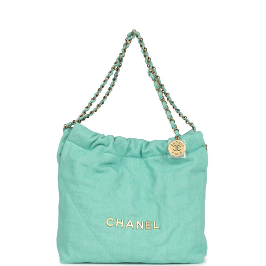 Chanel Small 22 Bag Light Green Washed Gold Hardware