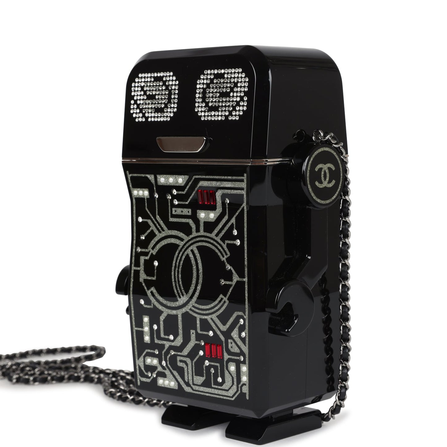 Chanel Limited Edition Robot MinaudiÃ¨re Bag Black Plexiglass and Crystals Ruthenium Hardware