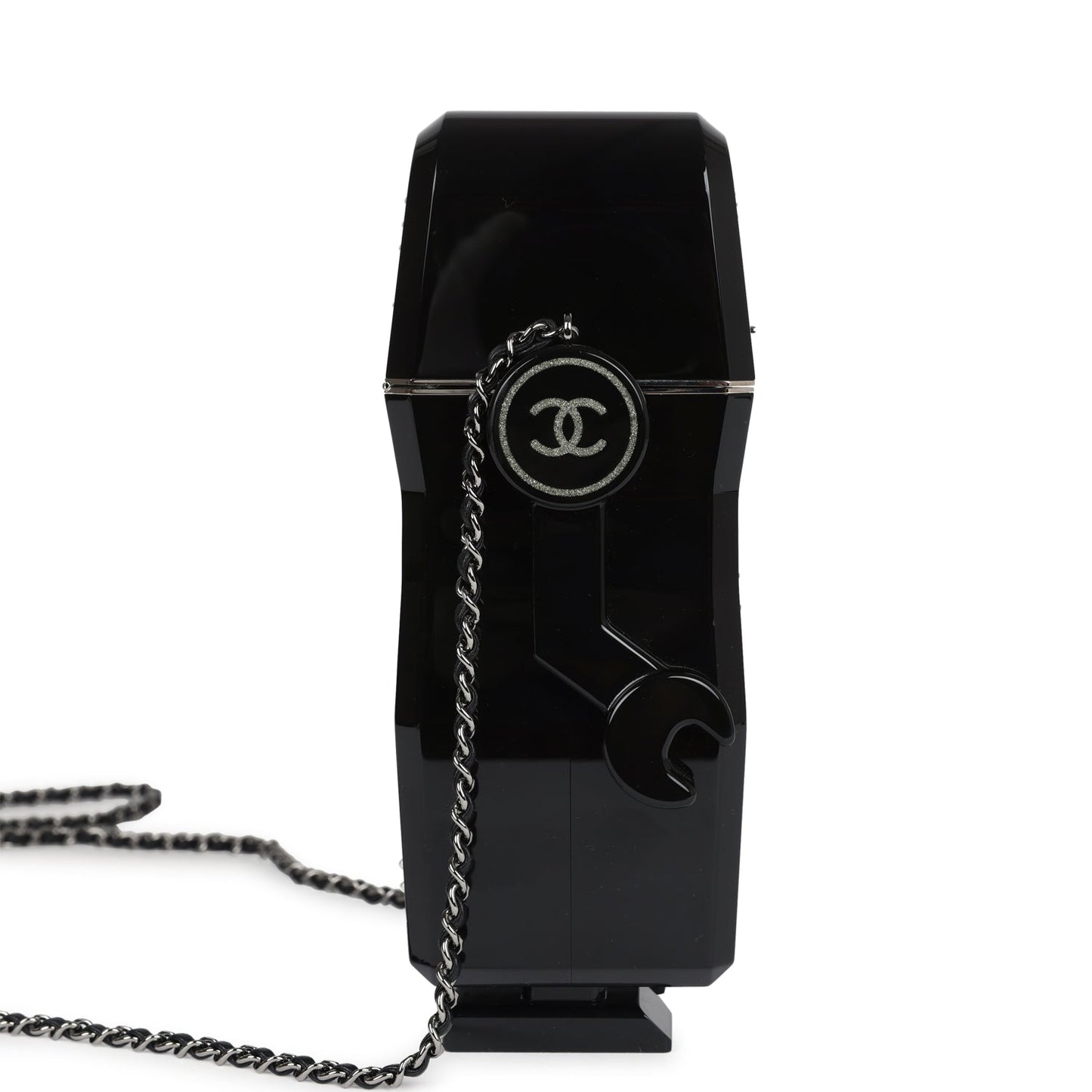 Chanel Limited Edition Robot MinaudiÃ¨re Bag Black Plexiglass and Crystals Ruthenium Hardware