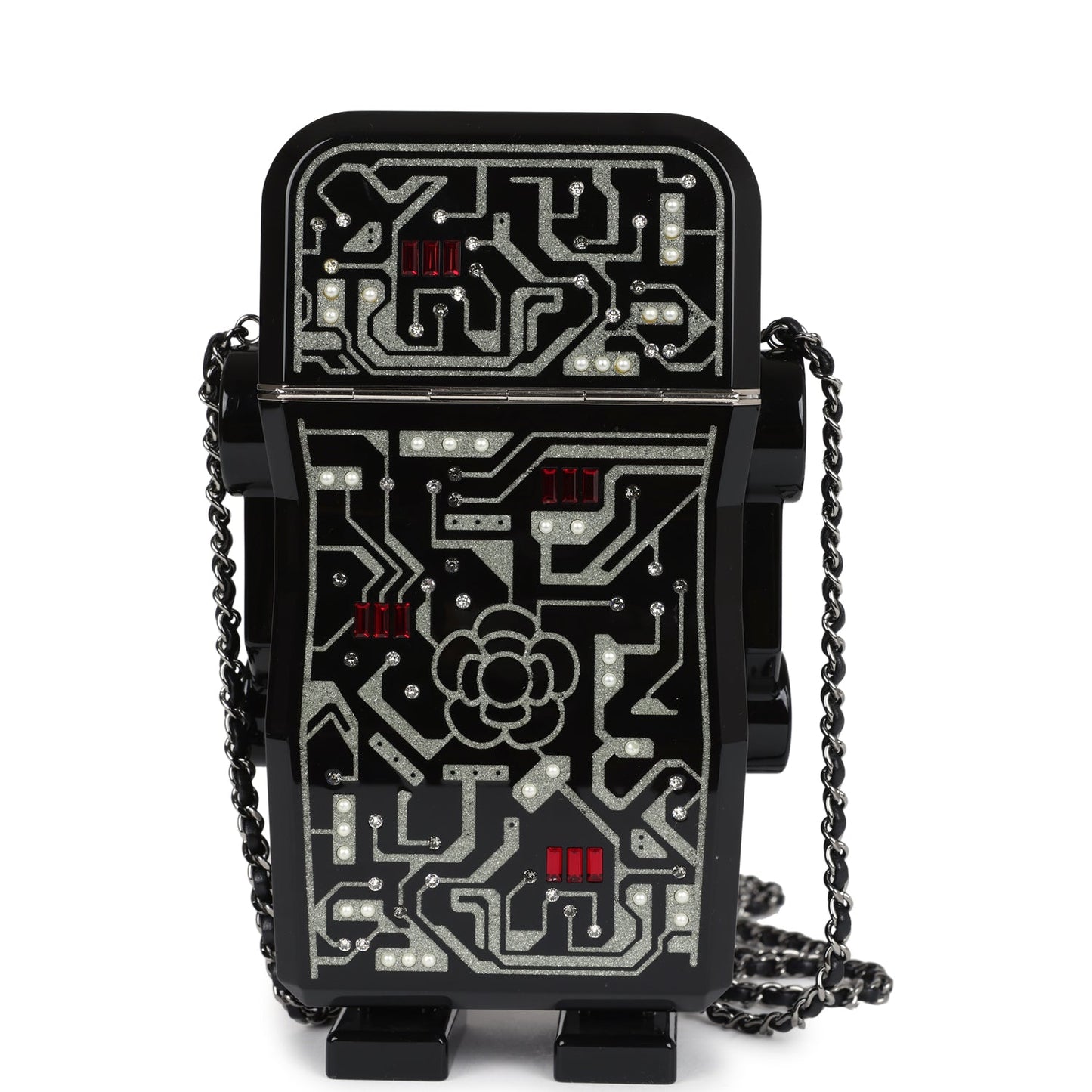 Chanel Limited Edition Robot MinaudiÃ¨re Bag Black Plexiglass and Crystals Ruthenium Hardware