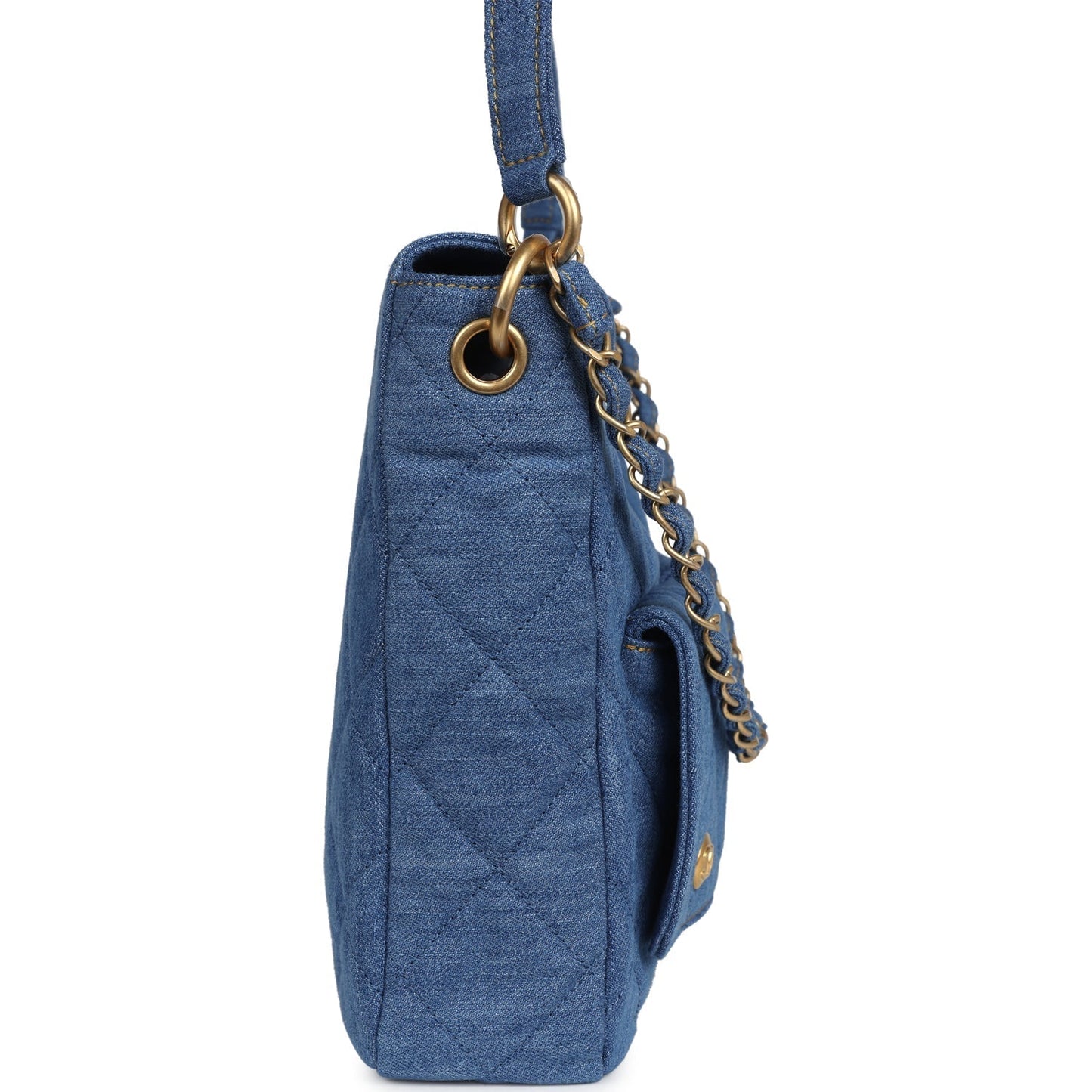 Chanel Large Supple Twins Hobo Bag Blue Brushed Gold Hardware