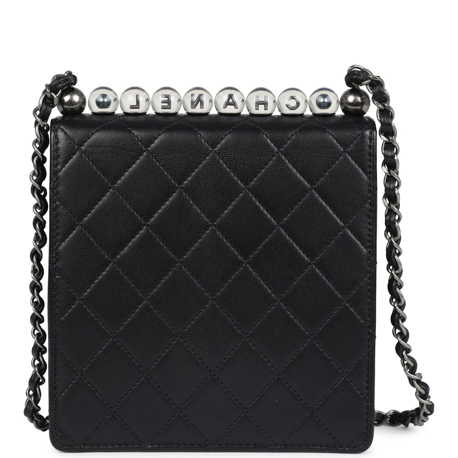 Chanel Chic Pearls Flap Bag Black Calfskin Aged Ruthenium Hardware