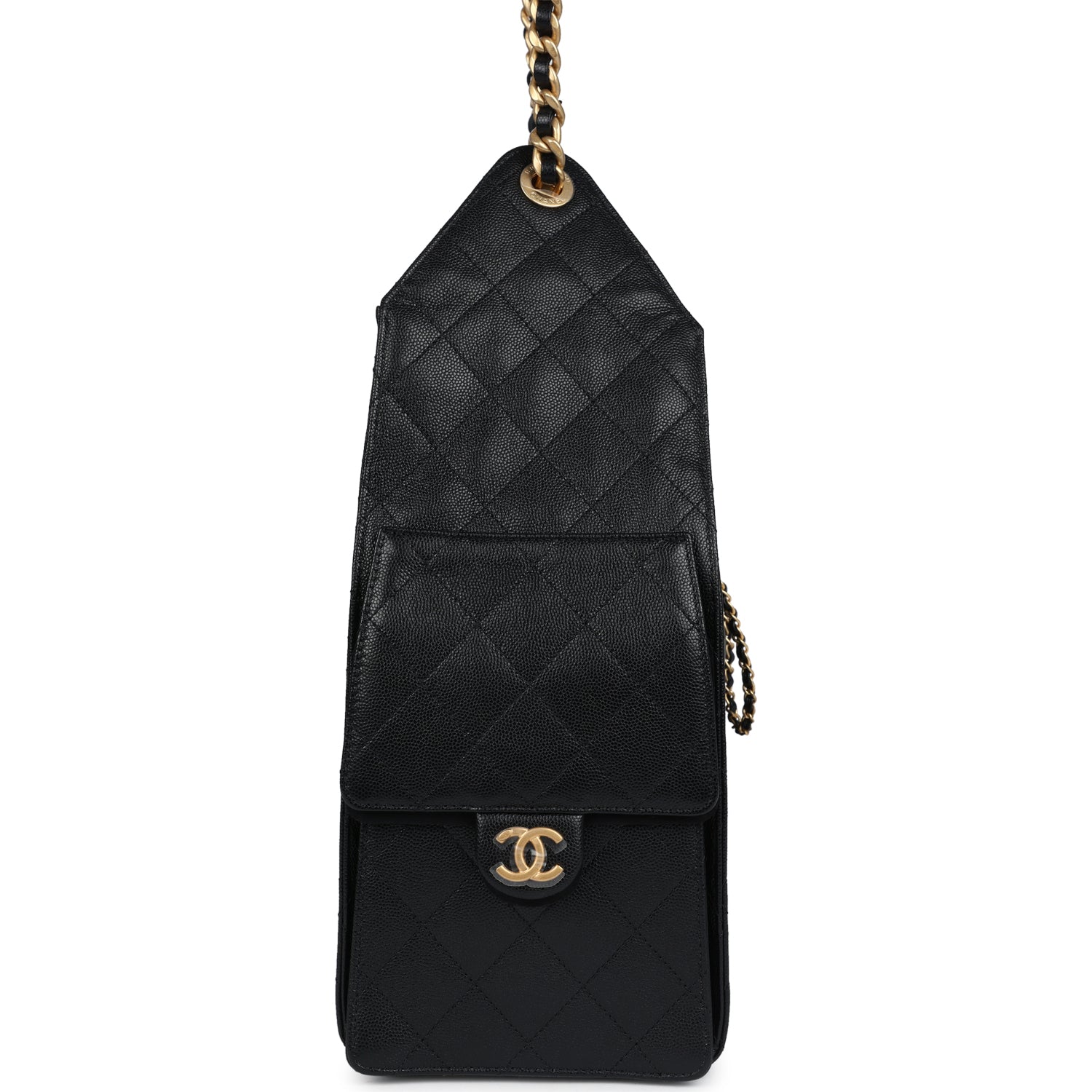 Chanel Medium 25 Hobo Bag Black Caviar Antique Gold Hardware