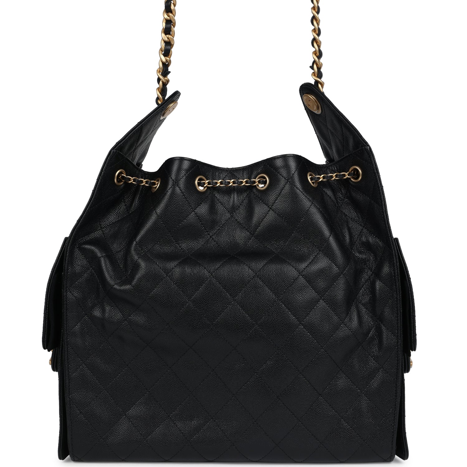 Chanel Medium 25 Hobo Bag Black Caviar Antique Gold Hardware