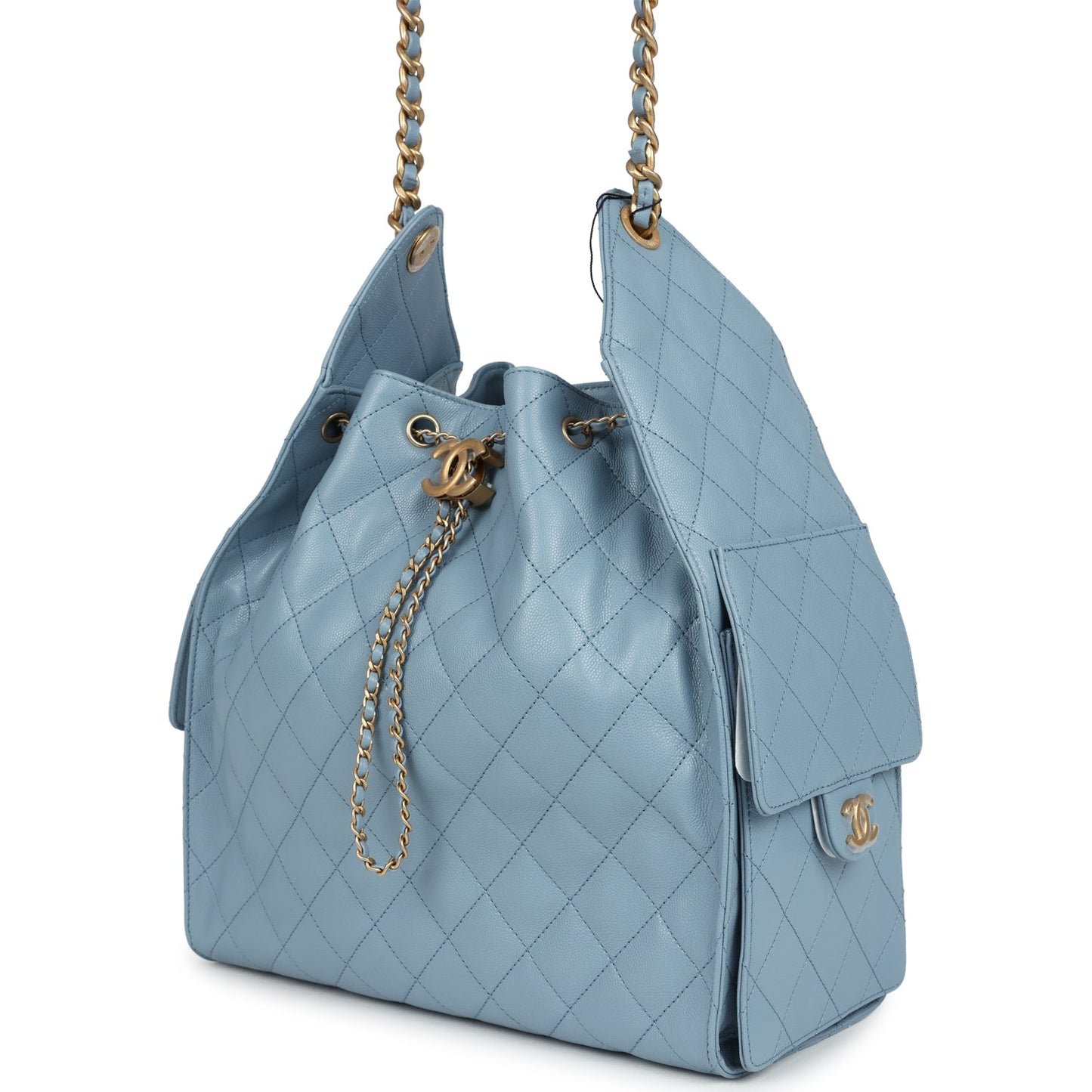 Chanel Medium 25 Hobo Bag Blue Caviar Antique Gold Hardware