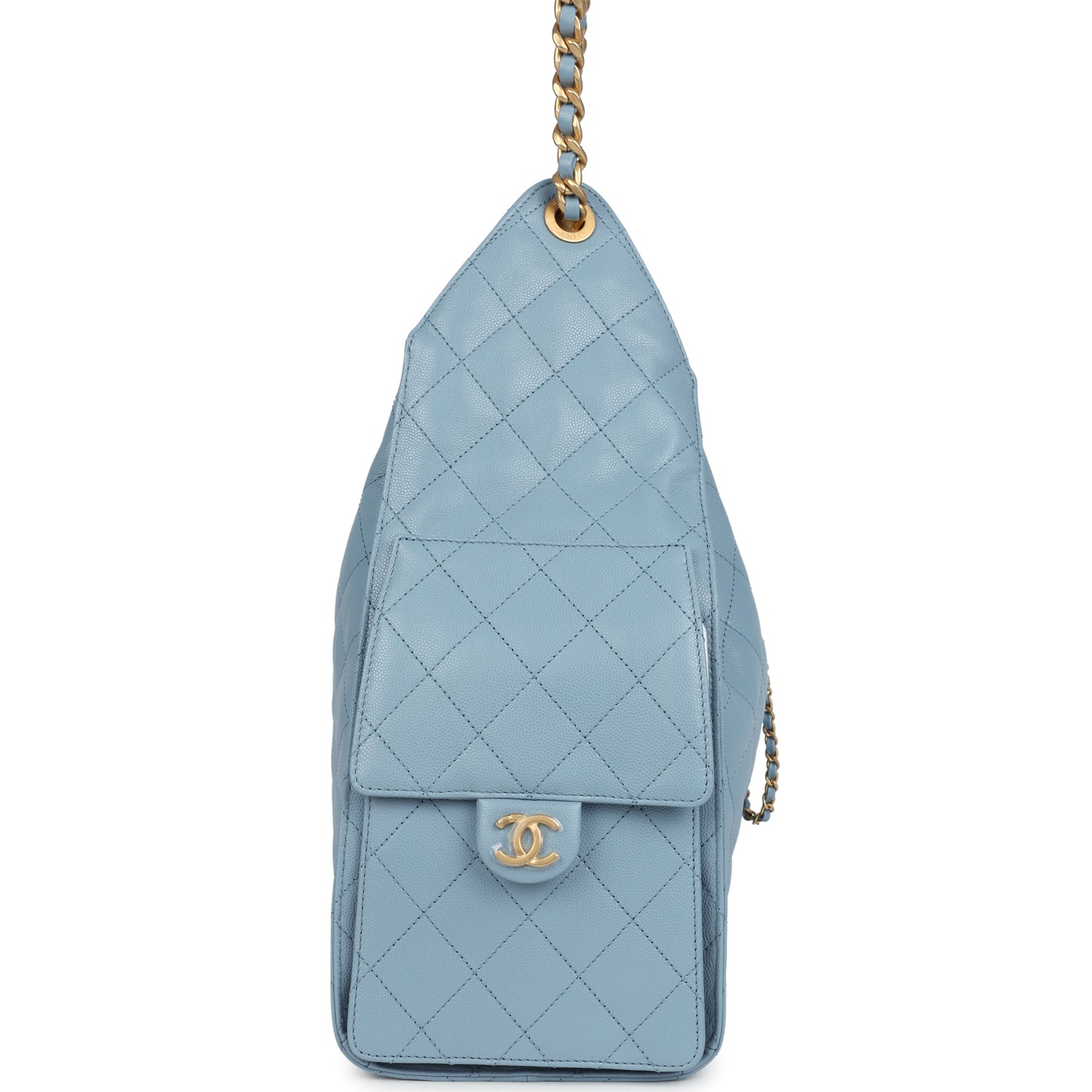 Chanel Medium 25 Hobo Bag Blue Caviar Antique Gold Hardware