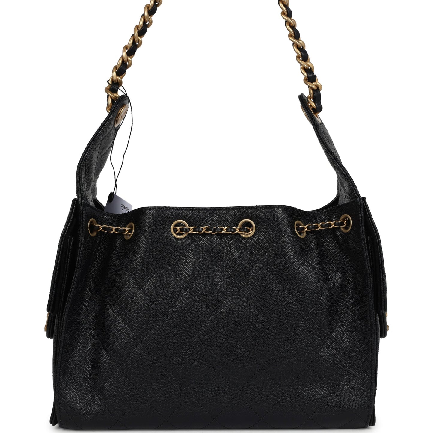 Chanel Small 25 Hobo Bag Black Caviar Antique Gold Hardware