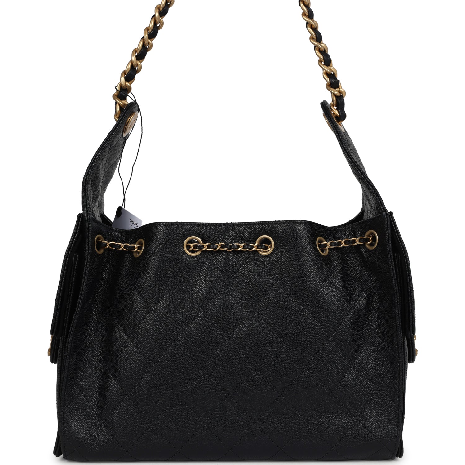 Chanel Small 25 Hobo Bag Black Caviar Antique Gold Hardware
