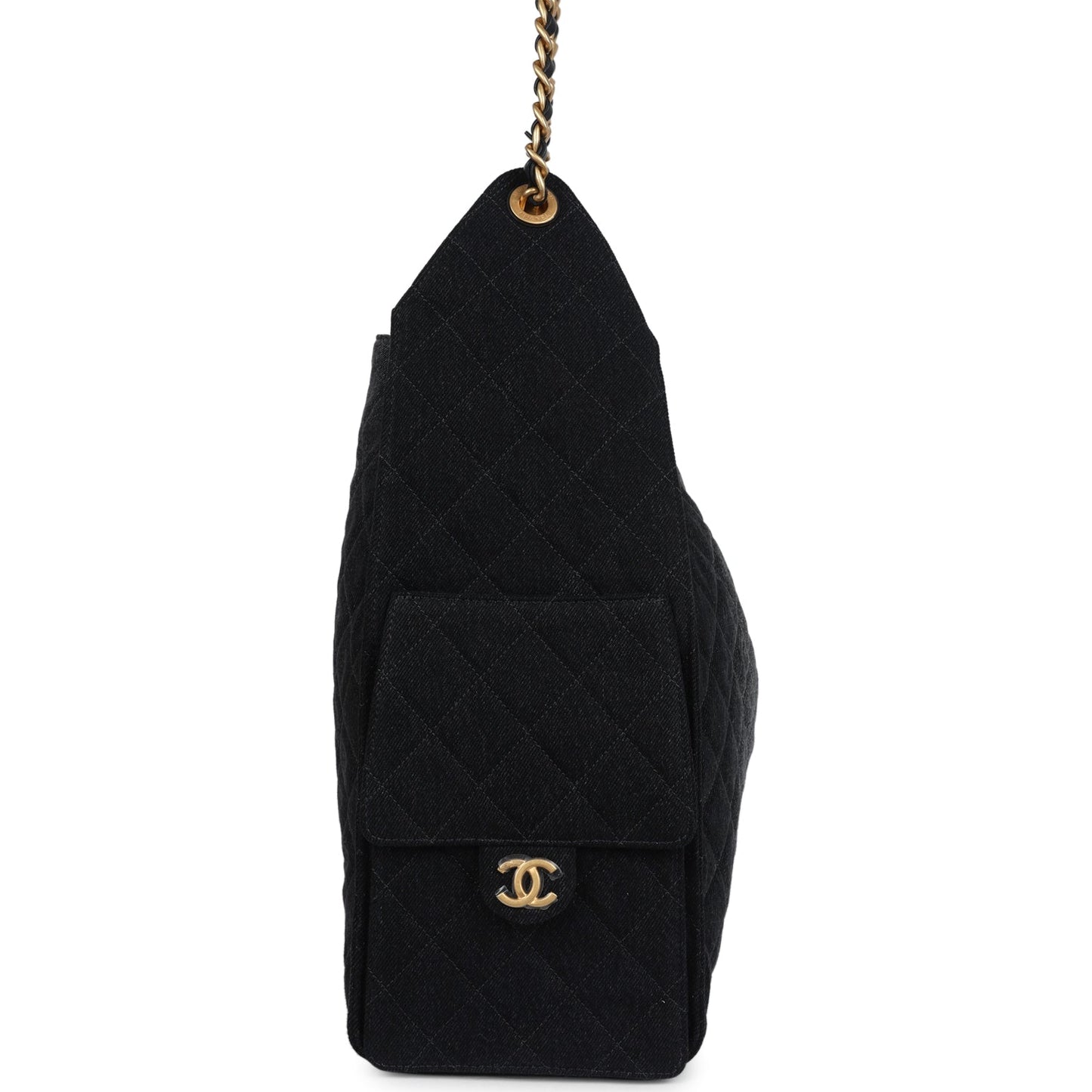 Chanel Large 25 Hobo Bag Black Washed Antique Gold Hardware