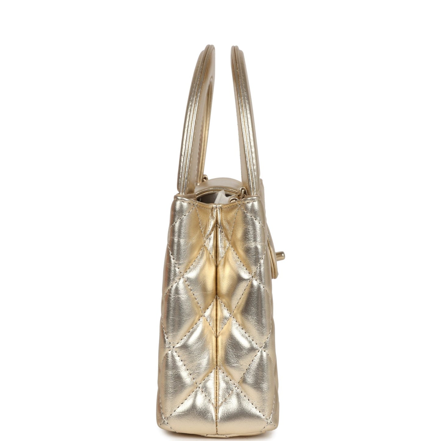 Chanel Small Kelly Shopper Metallic Gold Calfskin Brushed Gold Hardware Crossbody