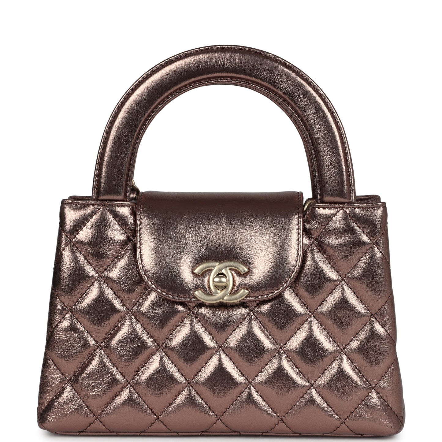Chanel Small Kelly Shopper Metallic Bronze Calfskin Brushed Gold Hardware Crossbody