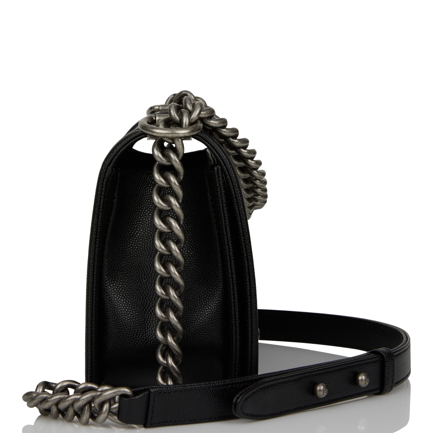 Chanel Medium Boy Bag Black Caviar Ruthenium Hardware