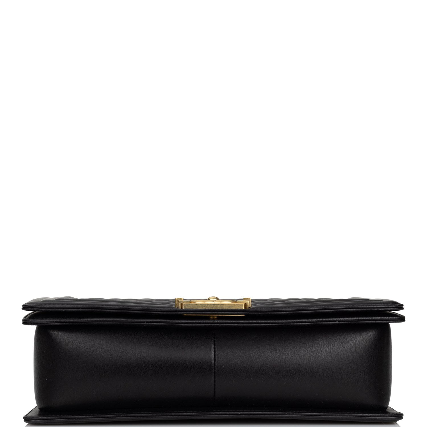 Chanel New Medium Boy Bag Black Lambskin Antique Gold Hardware