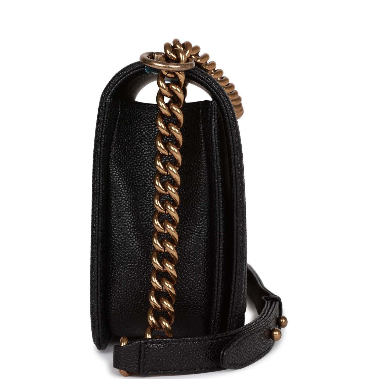 Chanel Medium Boy Bag Black Caviar Antique Gold Hardware