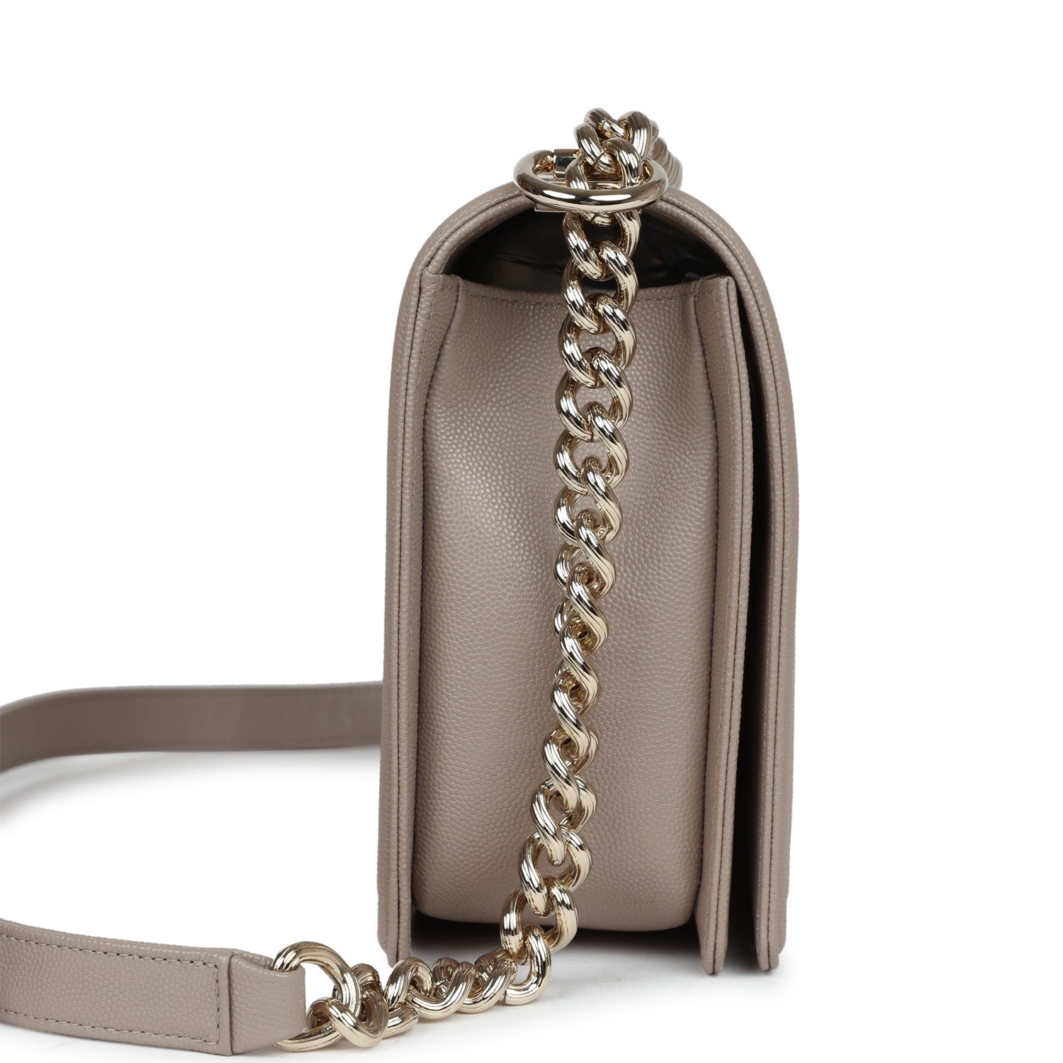 Chanel Medium Boy Bag Grey Quilted Caviar Light Gold Hardware