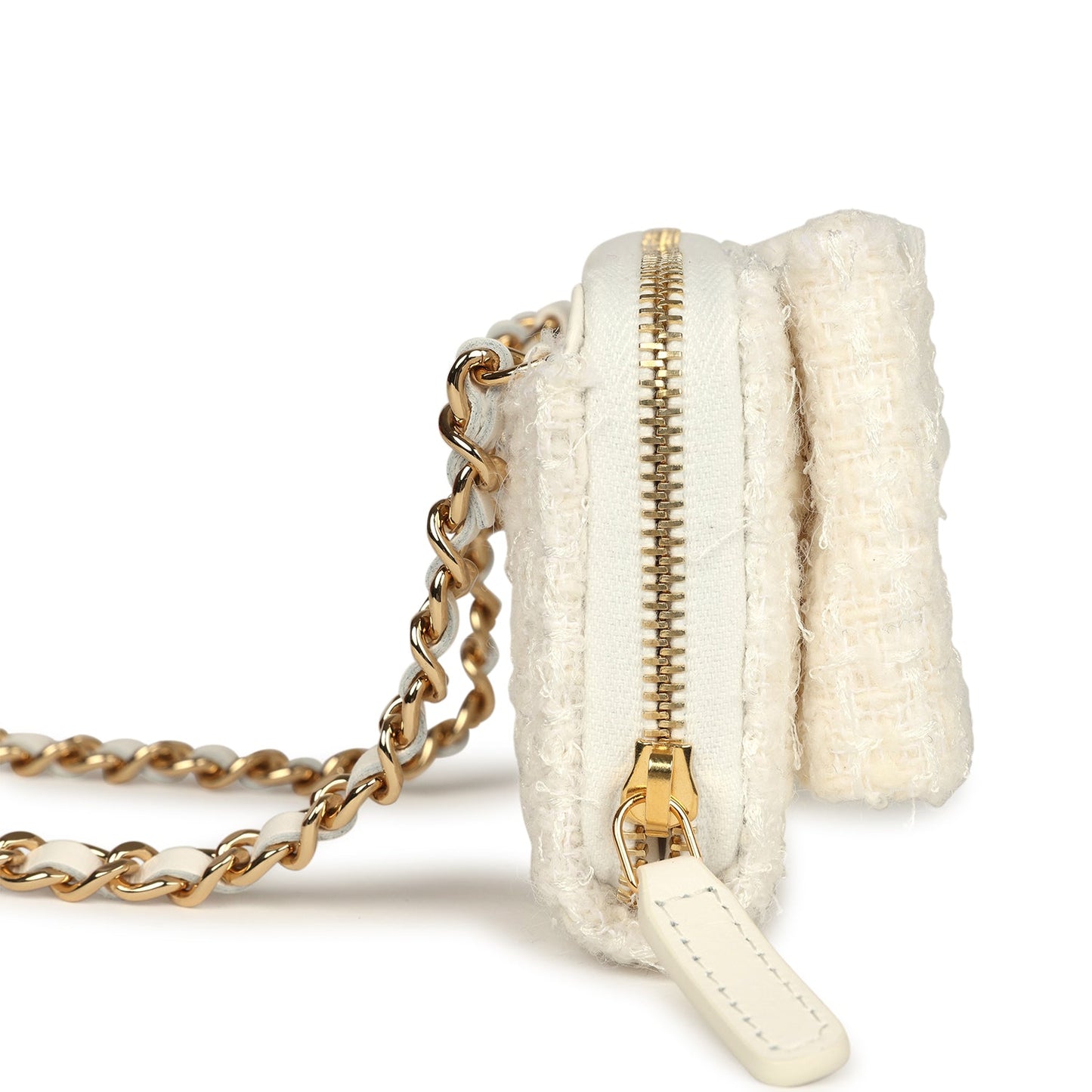 Chanel VIP Wallet on Chain WOC Bow White Tweed Gold Hardware Crossbody