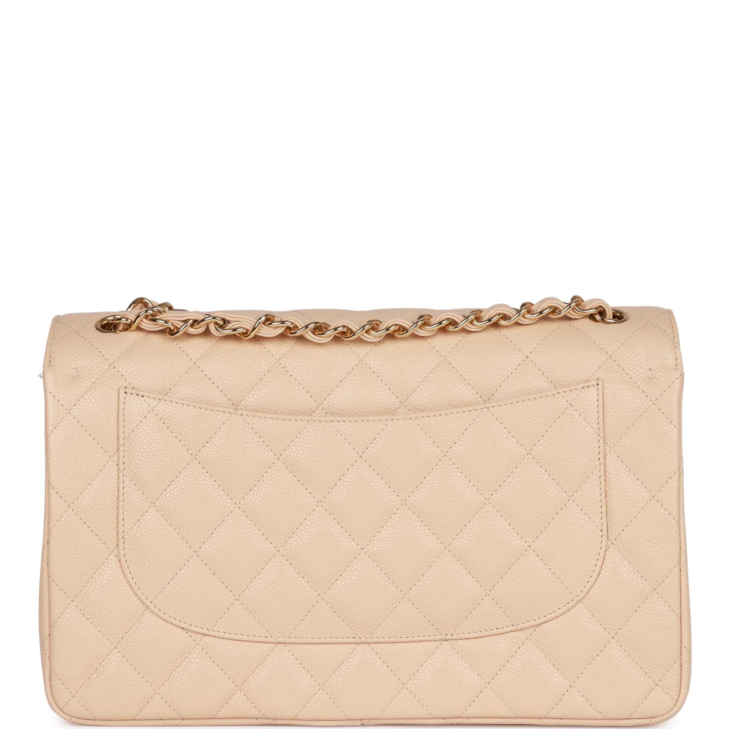 Chanel Jumbo Classic Double Flap Bag Beige Clair Caviar Gold Hardware