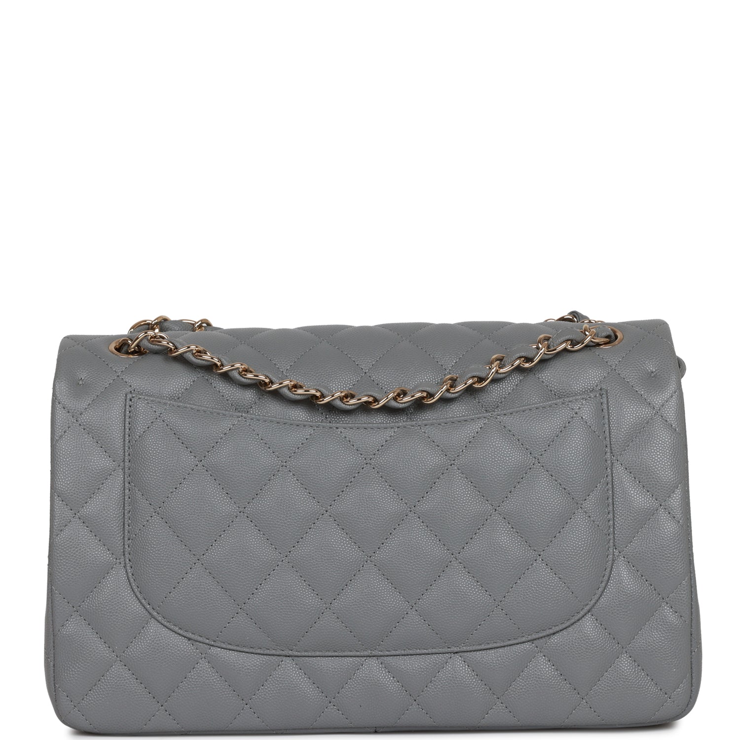 Chanel Jumbo Classic Double Flap Bag Grey Caviar Light Gold Hardware