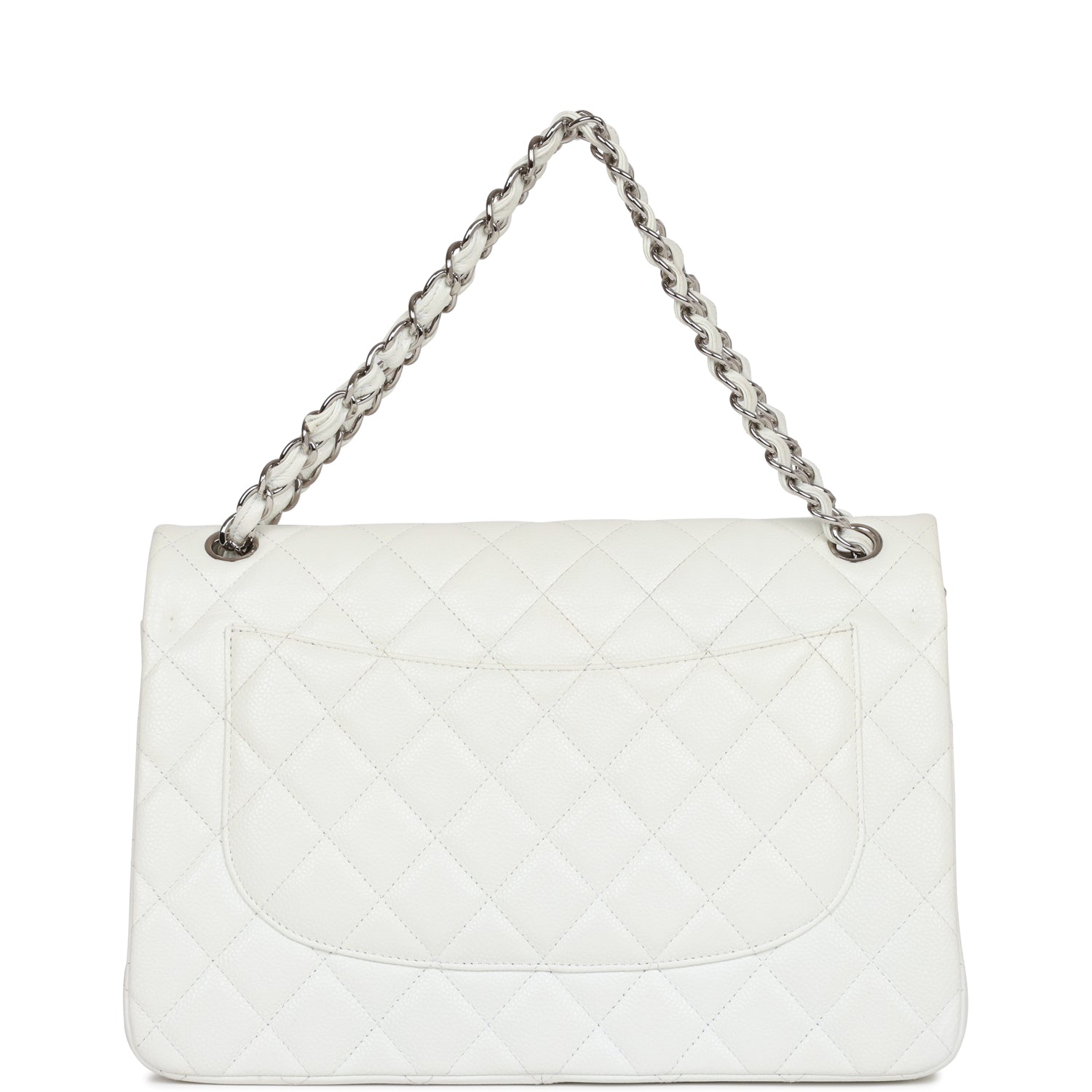 Chanel Jumbo Classic Double Flap Bag White Caviar Silver Hardware