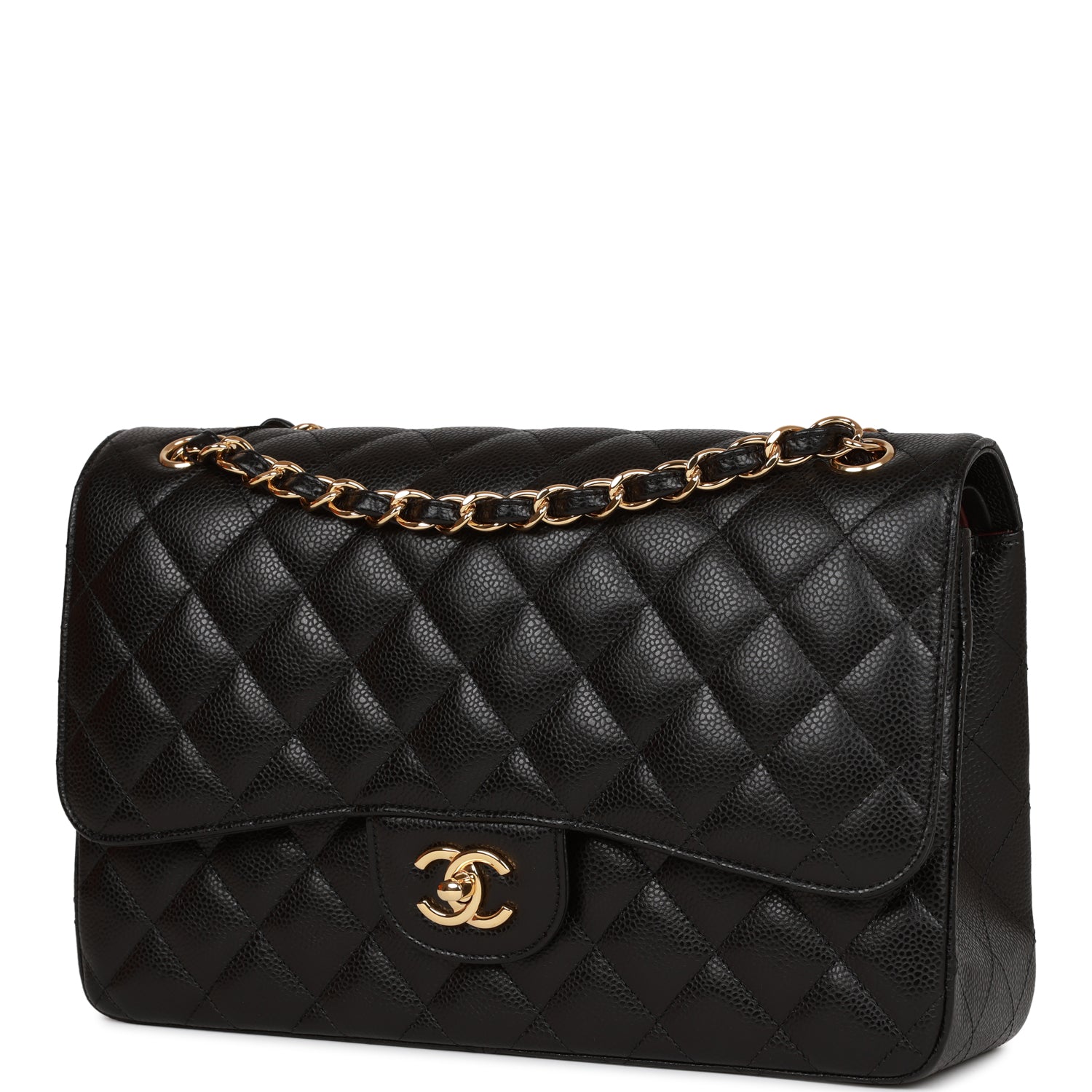 Chanel Jumbo Classic Double Flap Bag Black Caviar Gold Hardware
