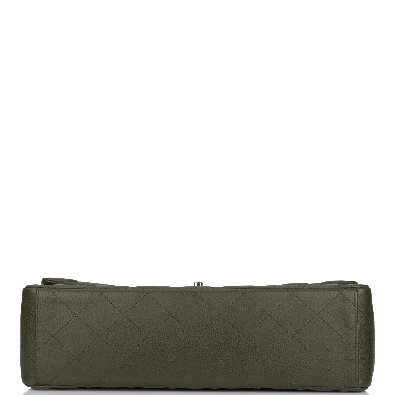 Chanel Maxi Classic Double Flap Bag Dark Green Caviar Silver Hardware