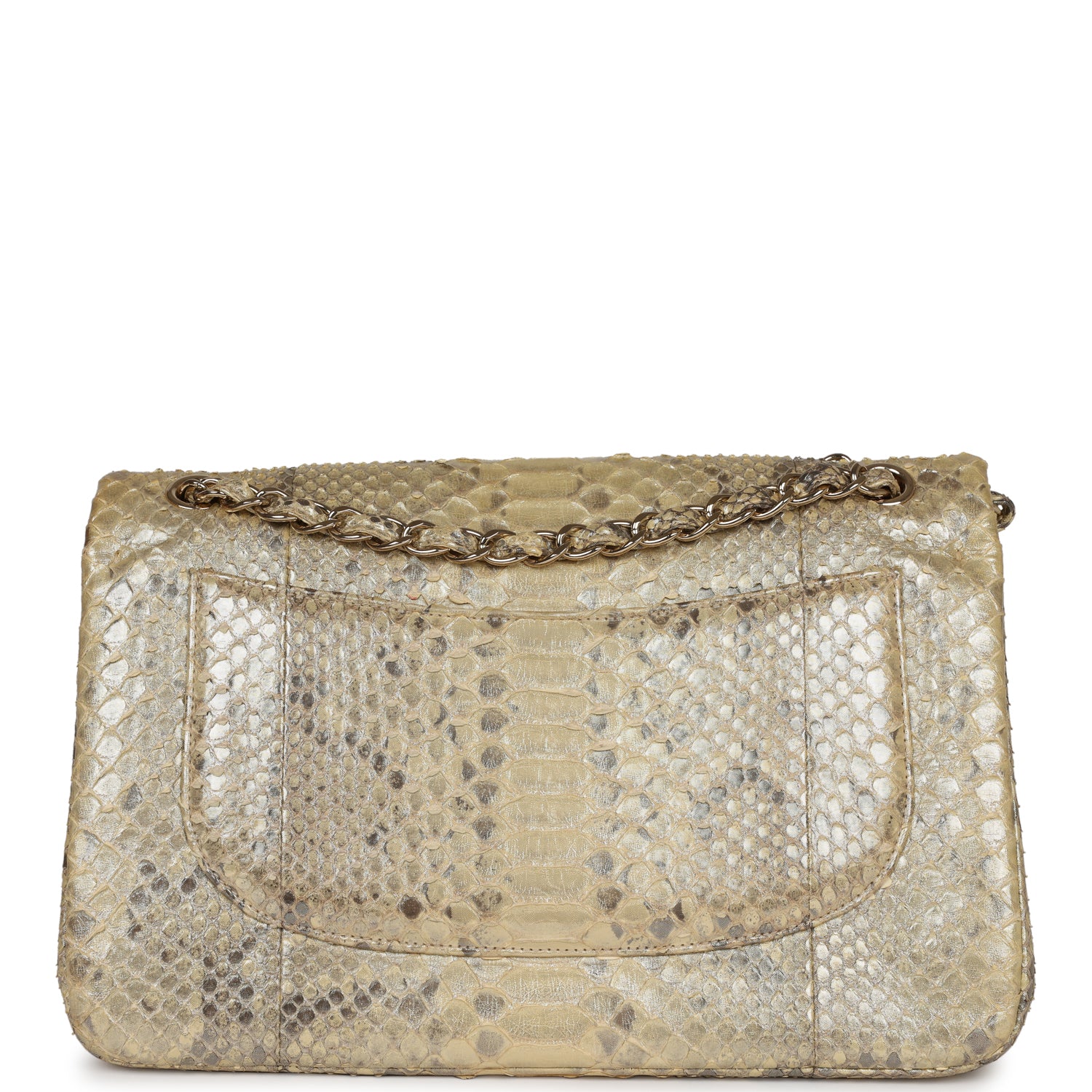 Chanel Jumbo Classic Double Flap Gold Metallic Python Gold Hardware