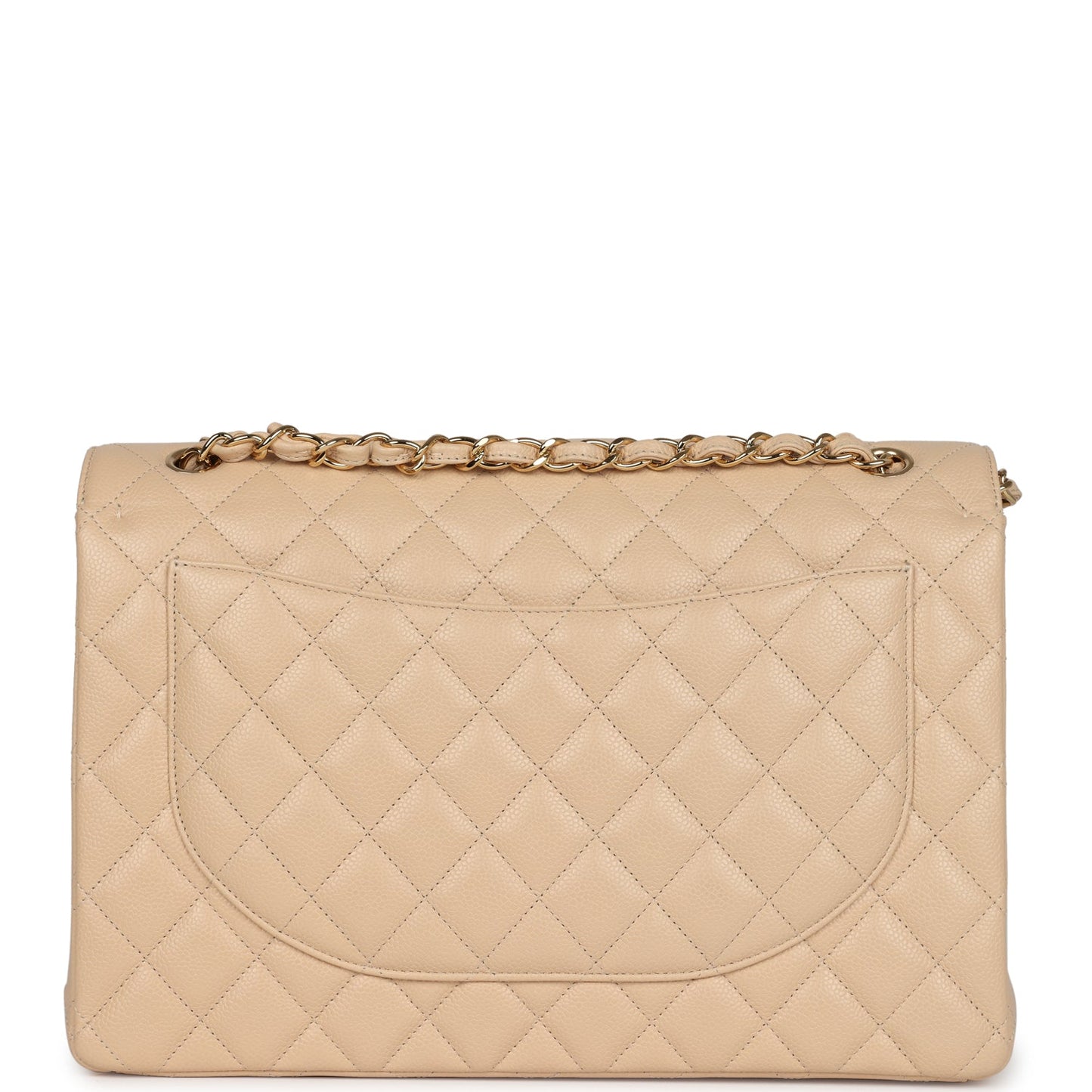 Chanel Maxi Classic Double Flap Bag Beige Caviar Gold Hardware