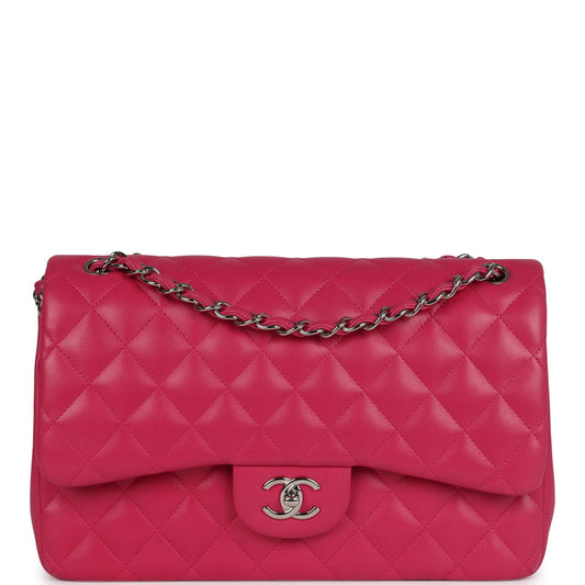 Chanel Jumbo Classic Double Flap Pink Lambskin Silver Hardware Shoulder Bag